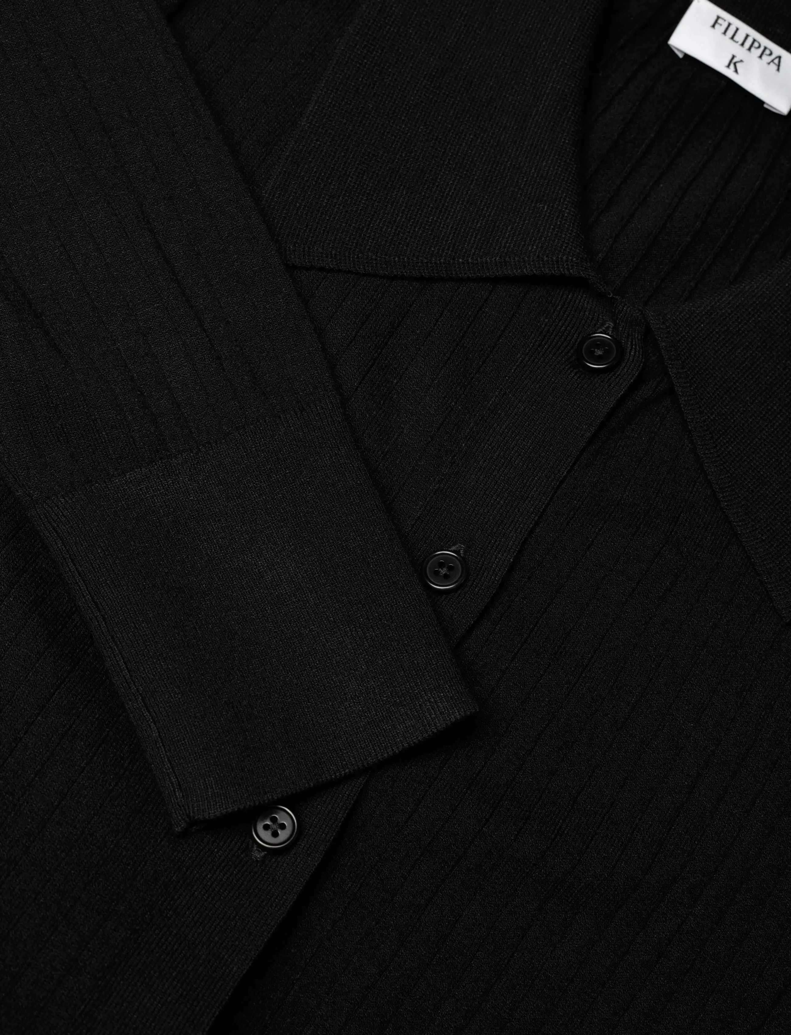 Filippa K - Ribbed Knit Shirt Dress - stickade klänningar - black - 2