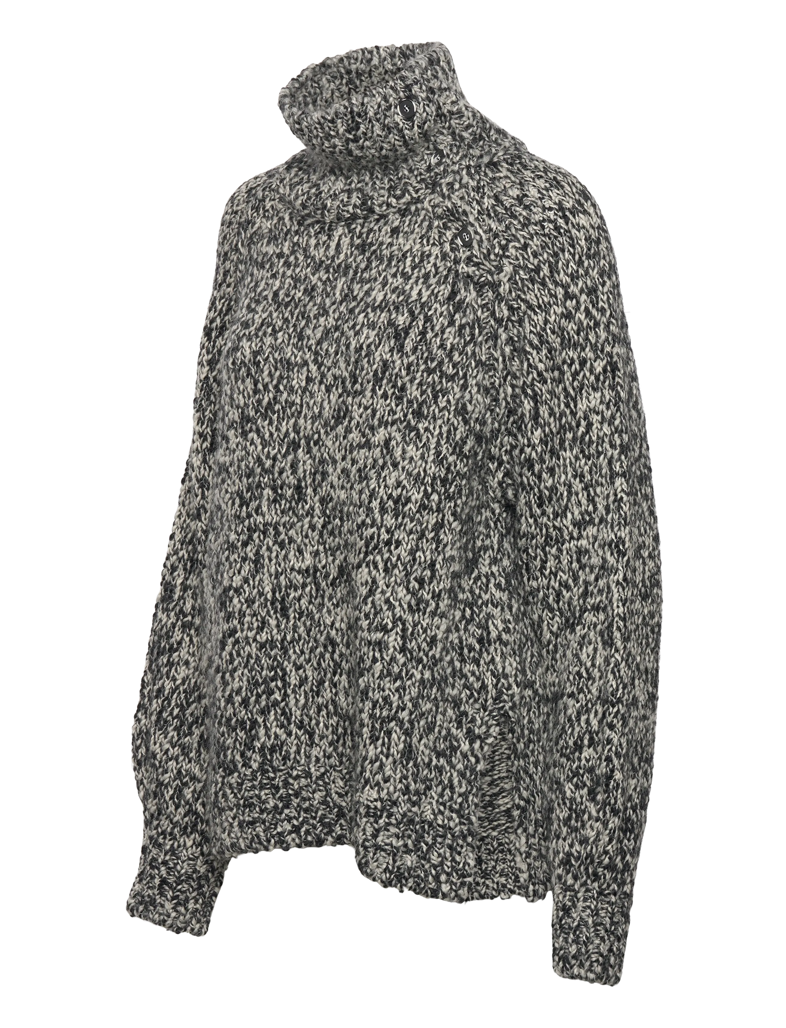 Filippa K - Wool Alpaca Mouliné Sweater - kõrge kaelusega džemprid - black - 3