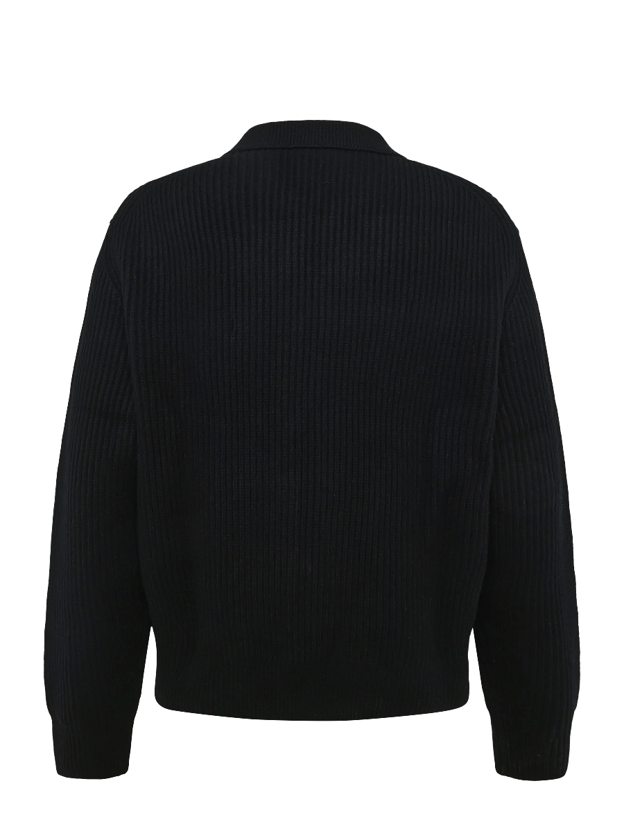 Filippa K - Ribbed Wool Zip Cardigan - cardigans - black - 1