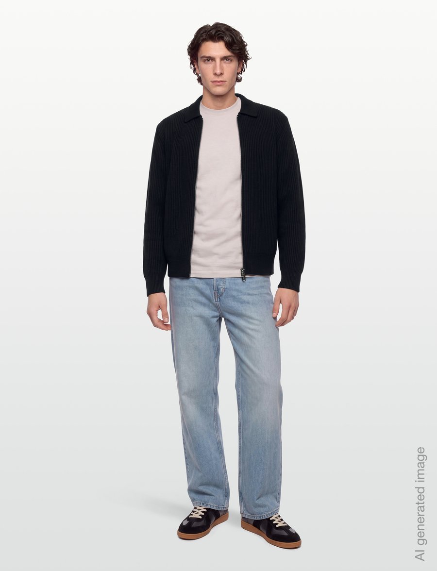 Filippa K - Ribbed Wool Zip Cardigan - pullover mit durchgehendem reißverschluss - black - 0