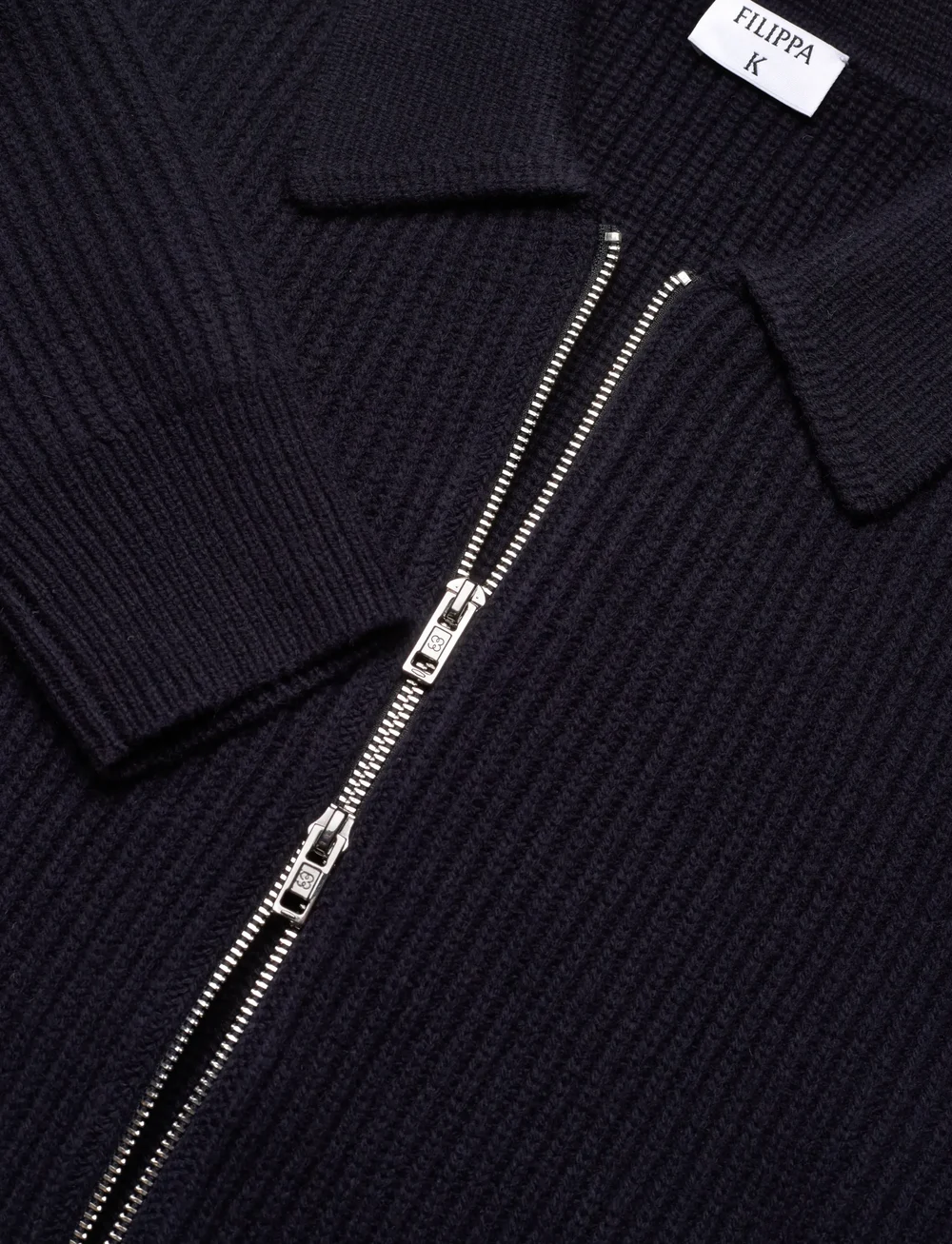 Filippa K - Ribbed Wool Zip Cardigan - cardigans - navy - 2