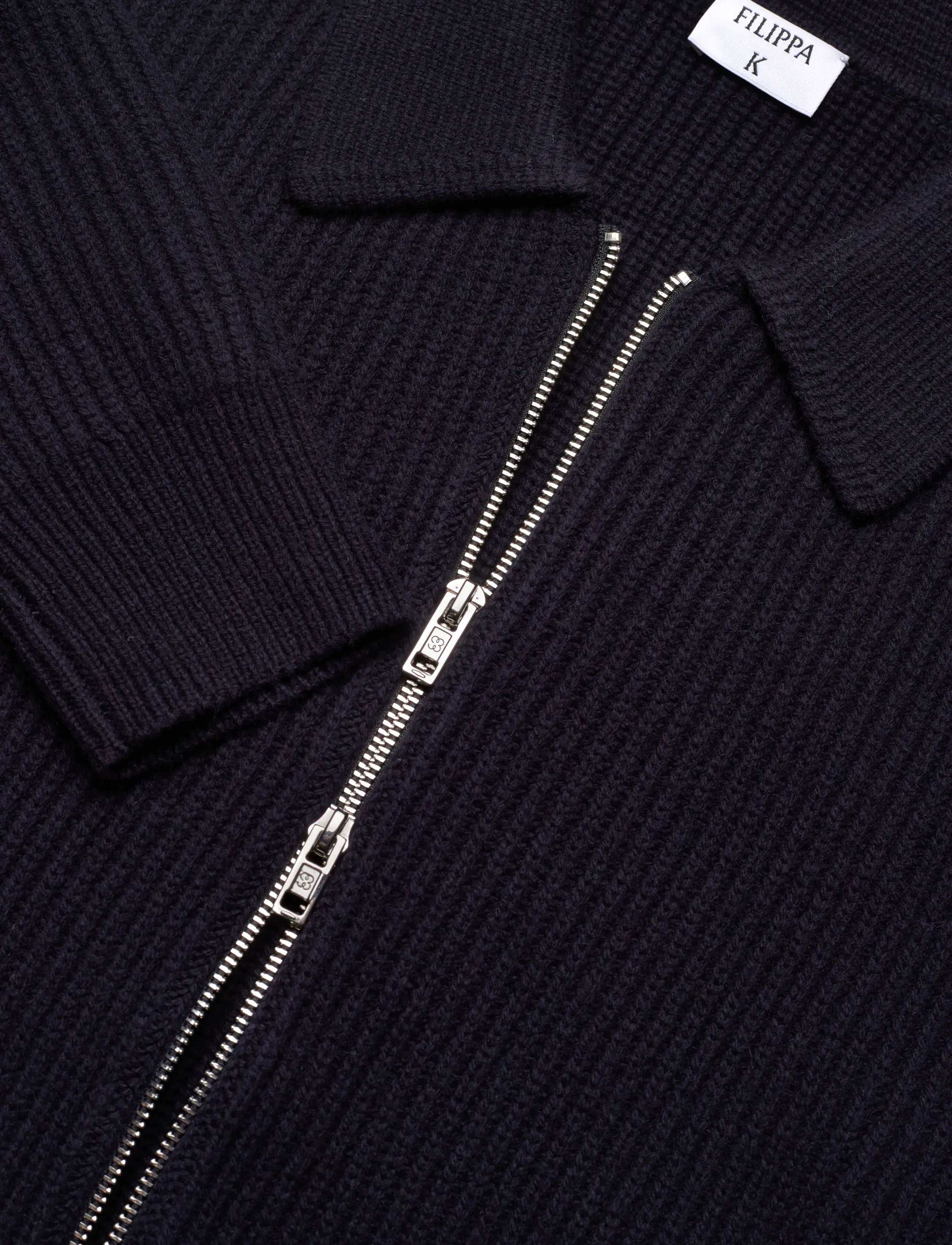 Filippa K - Ribbed Wool Zip Cardigan - navy - 2