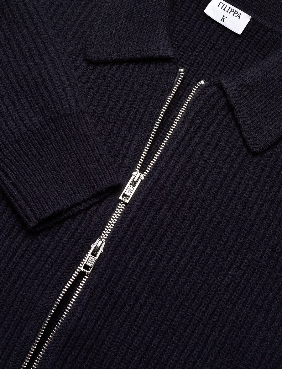 Filippa K - Ribbed Wool Zip Cardigan - navy - 2
