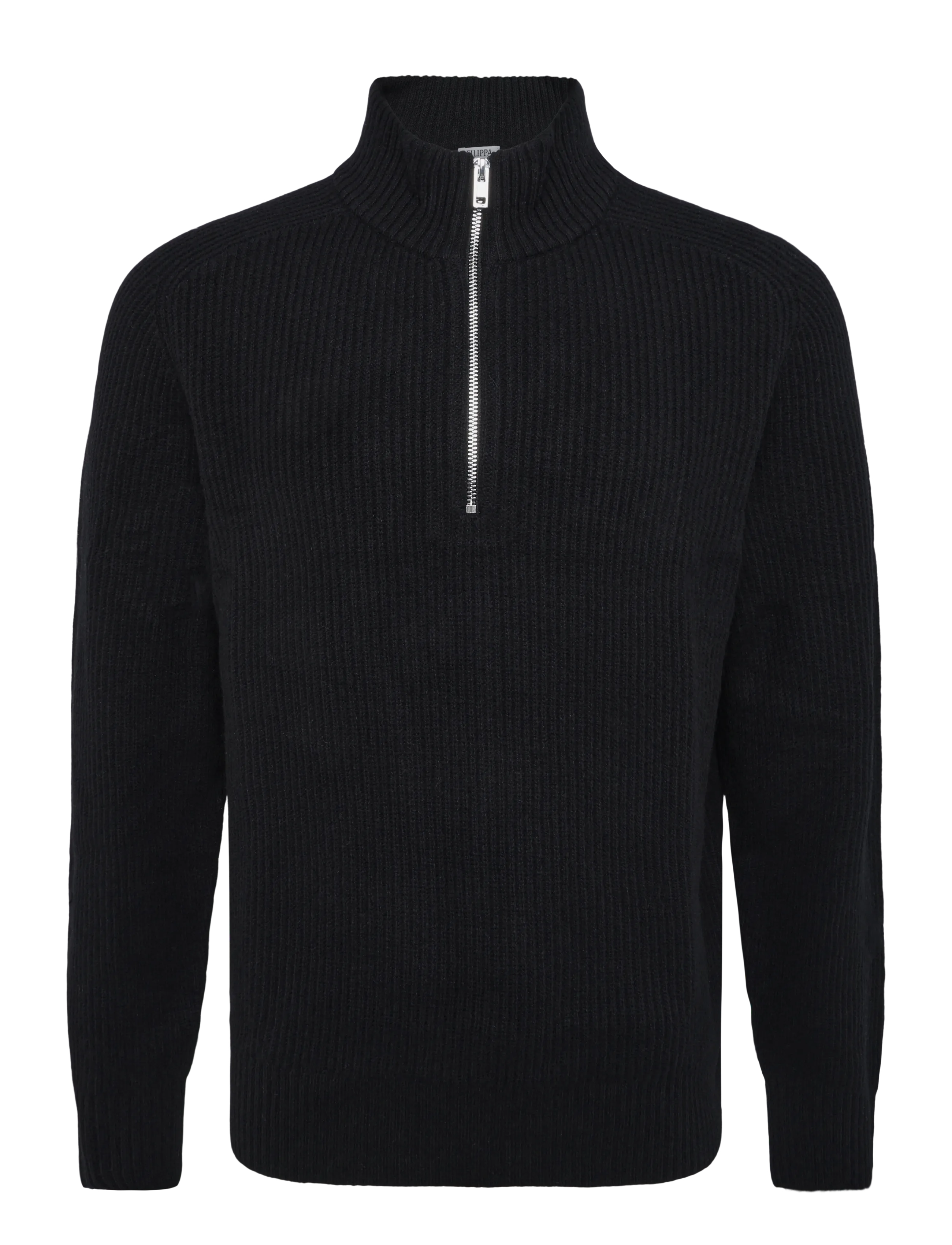 Filippa K Wool Half Zip Sweater - Pullover mit halbem Reißverschluss - BLACK / black