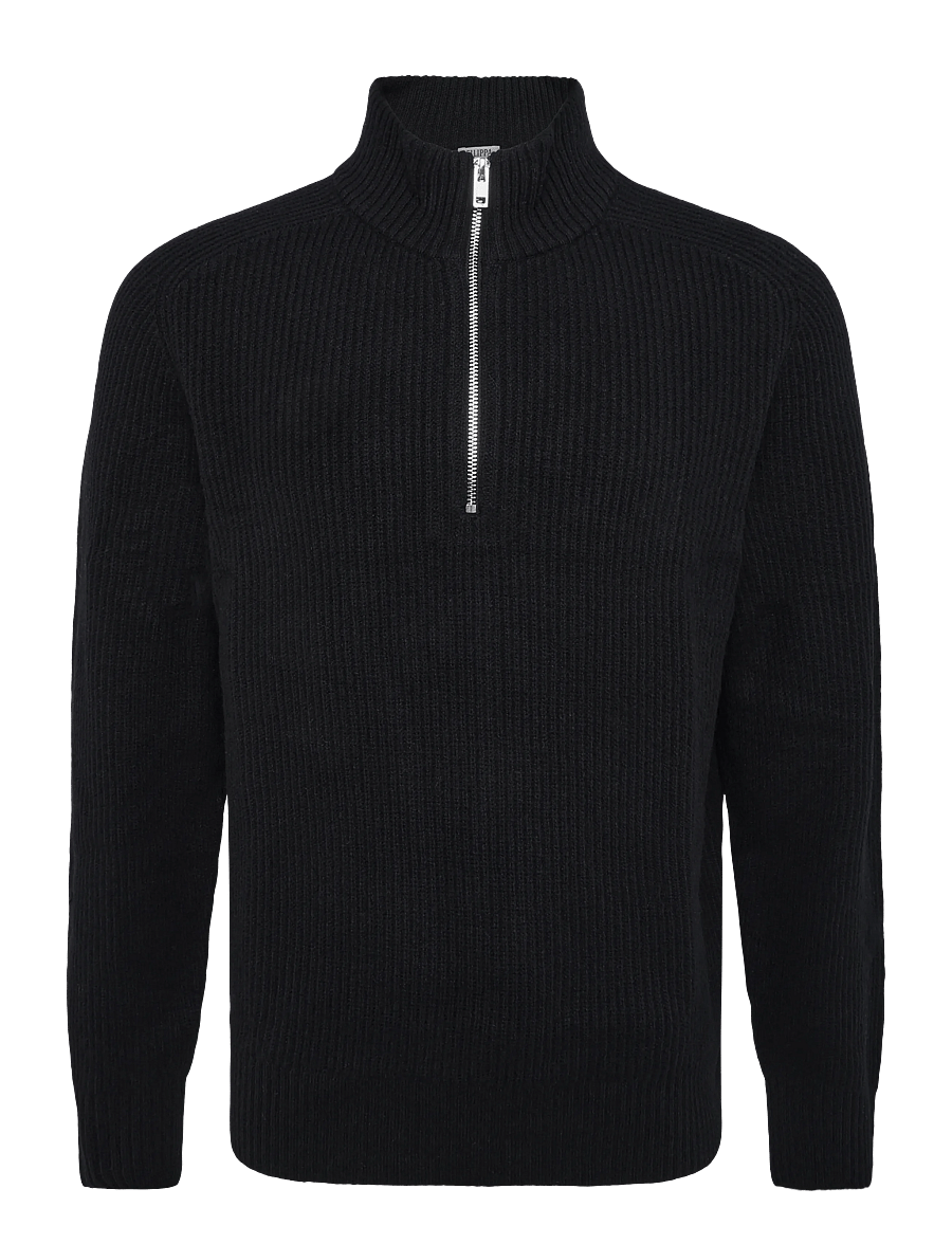 Filippa K - Wool Half Zip Sweater - pullover mit halbem reißverschluss - black - 0