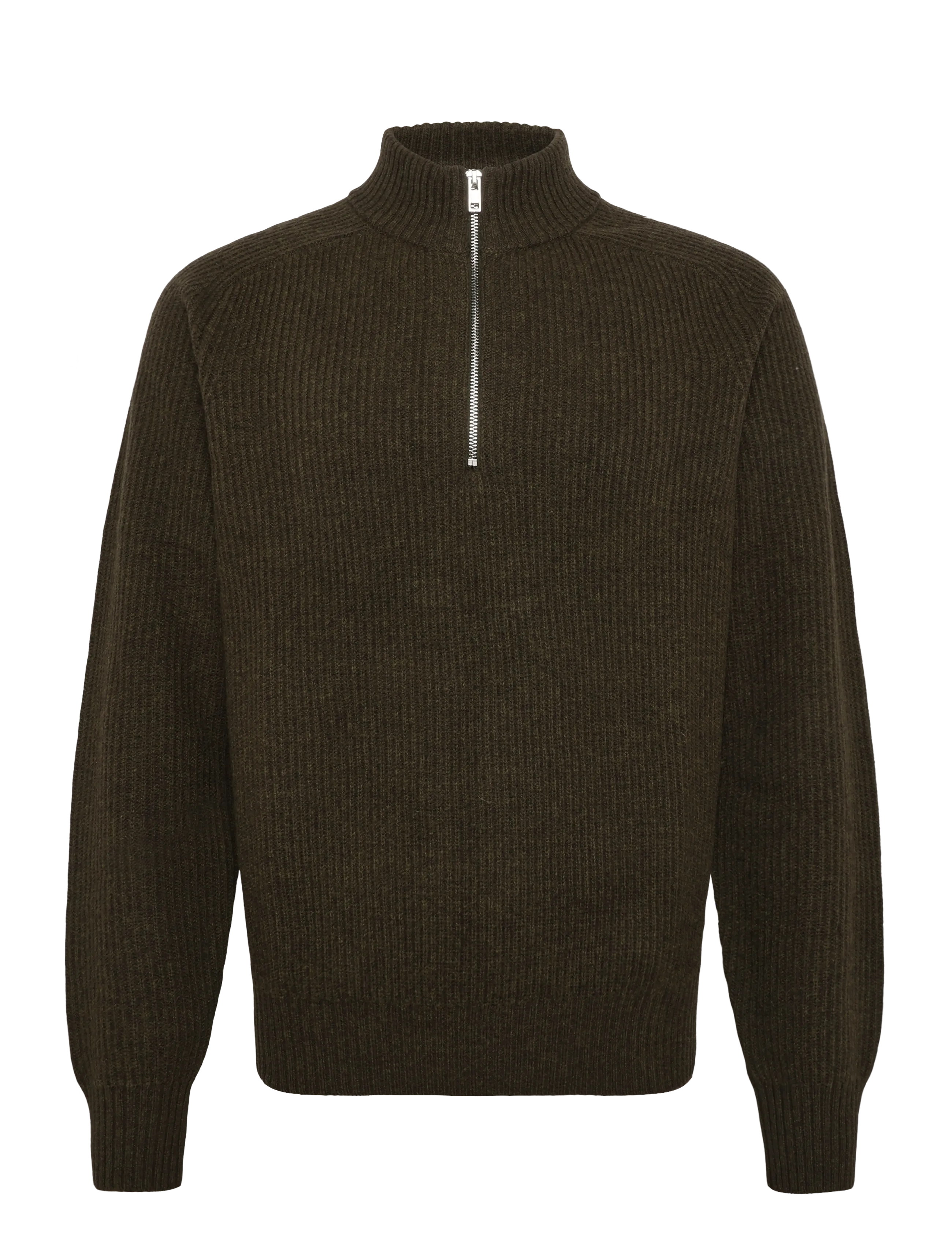 Filippa K Wool Half Zip Sweater - Pullover mit halbem Reißverschluss - MOSS GREEN / khaki/green