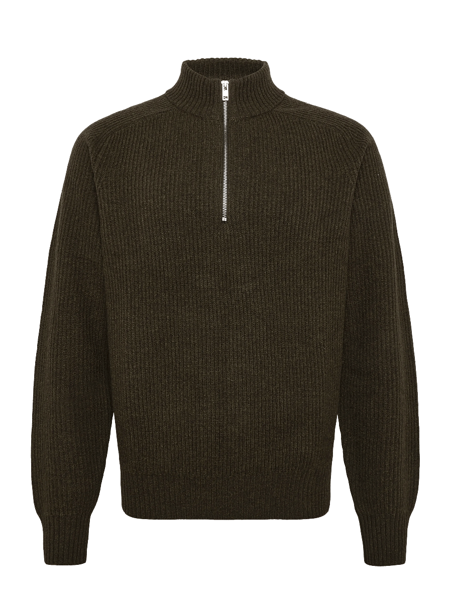 Filippa K - Wool Half Zip Sweater - pullover mit halbem reißverschluss - moss green - 0