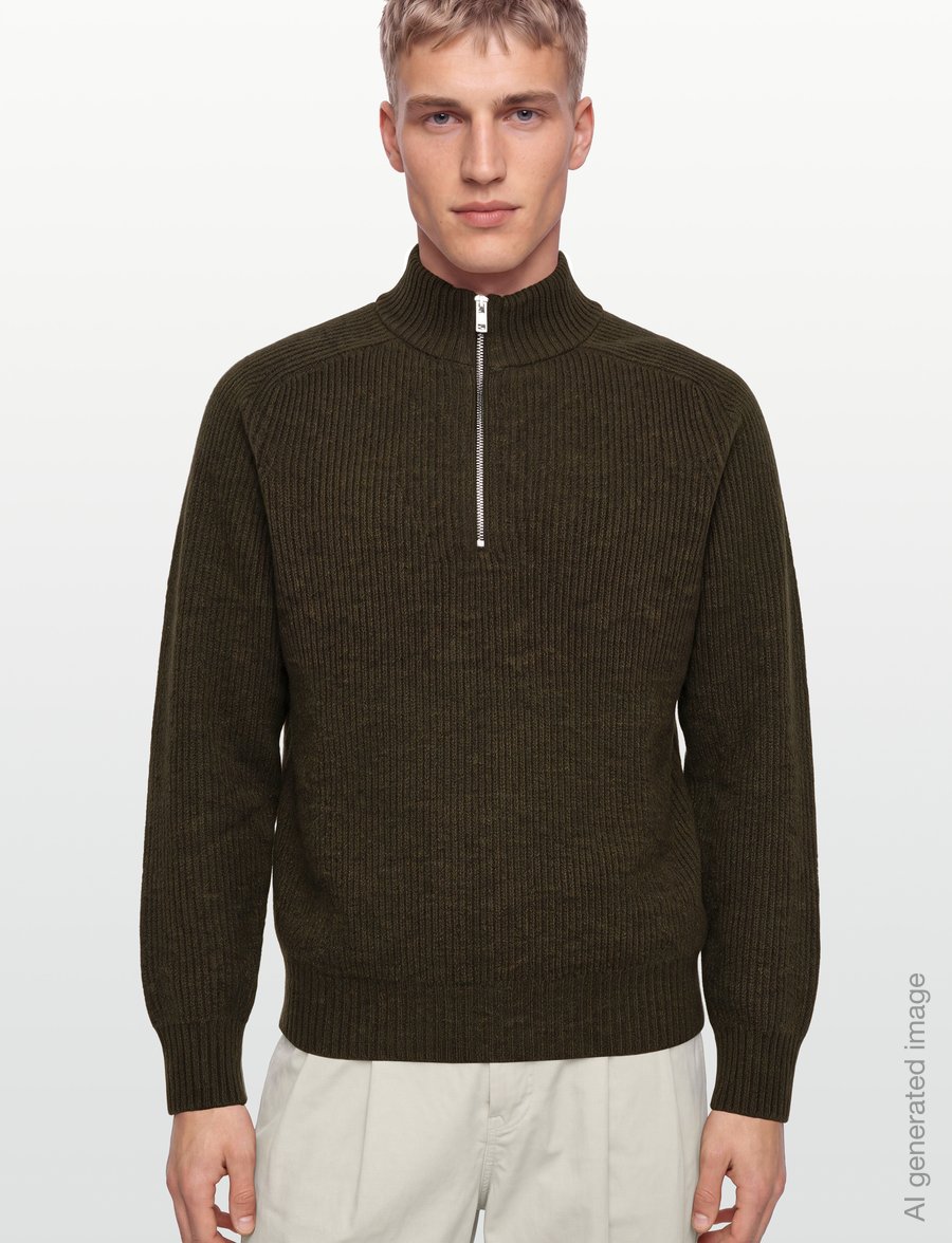 Filippa K - Wool Half Zip Sweater - poolpika lukuga džemprid - moss green - 3