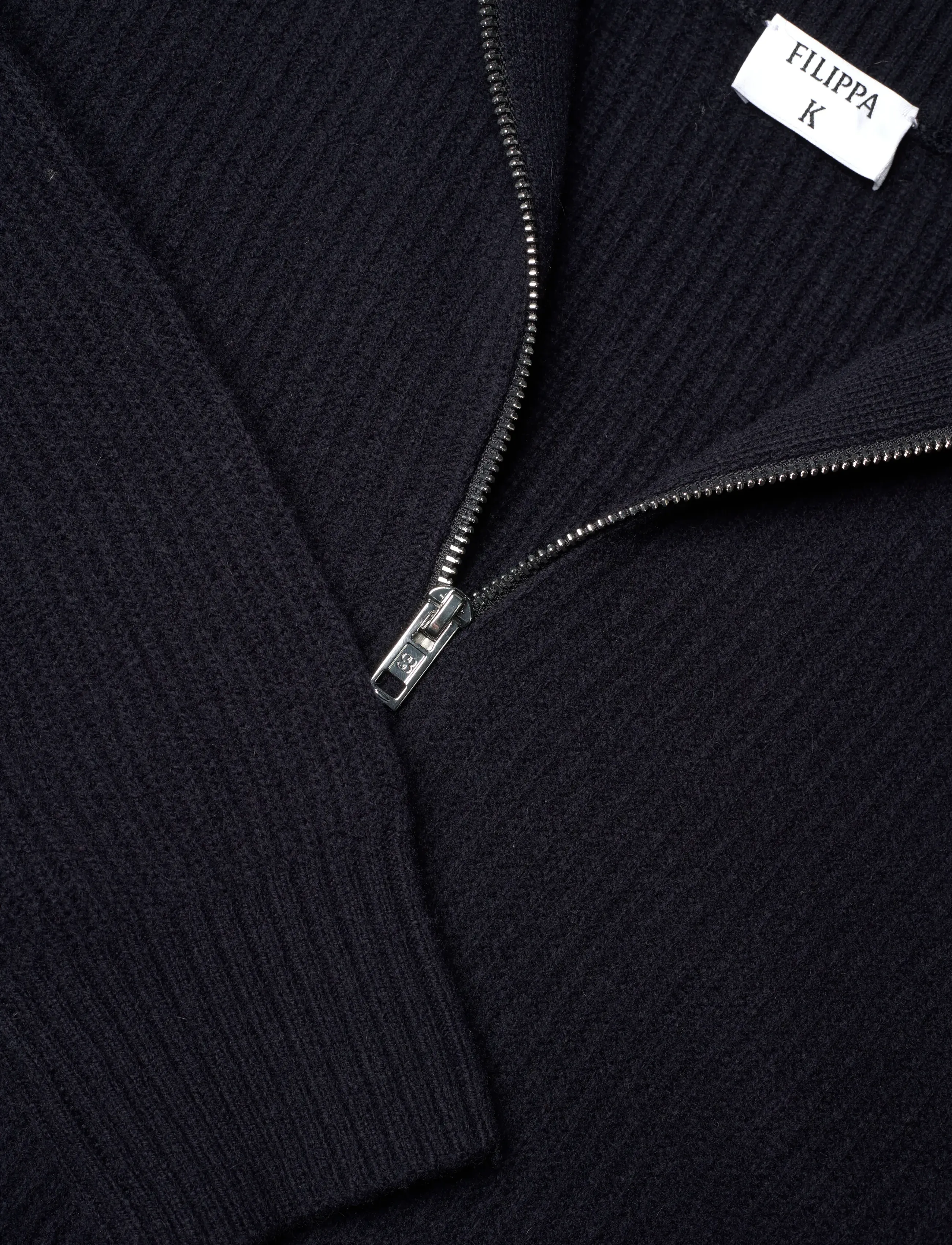 Filippa K - Ribbed Wool Half Zip Sweater - navy - 2