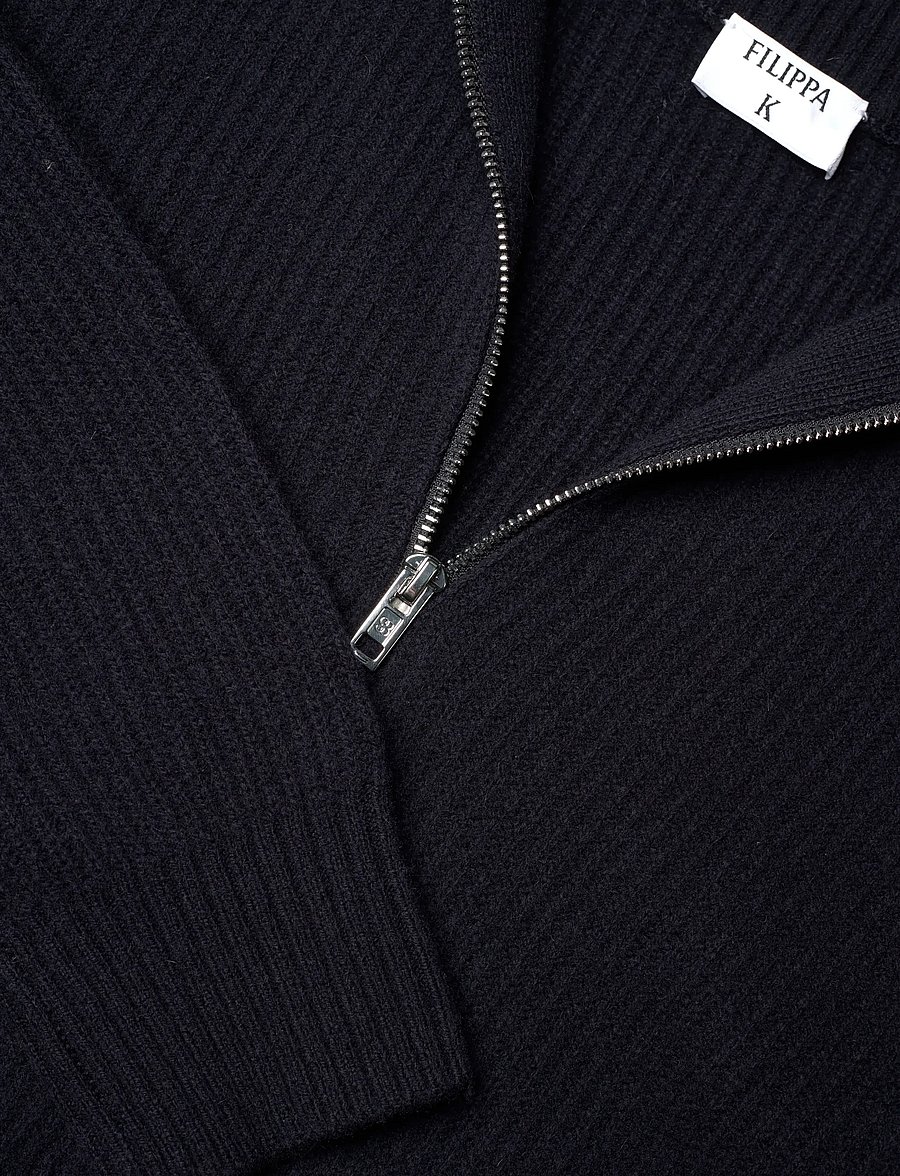 Filippa K - Wool Half Zip Sweater - pullover mit halbem reißverschluss - navy - 2