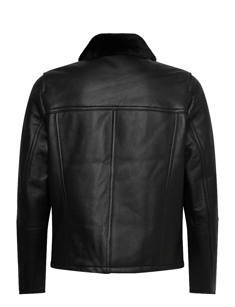 Filippa K - Shearling Leather Jacket - læderjakker - black - 1