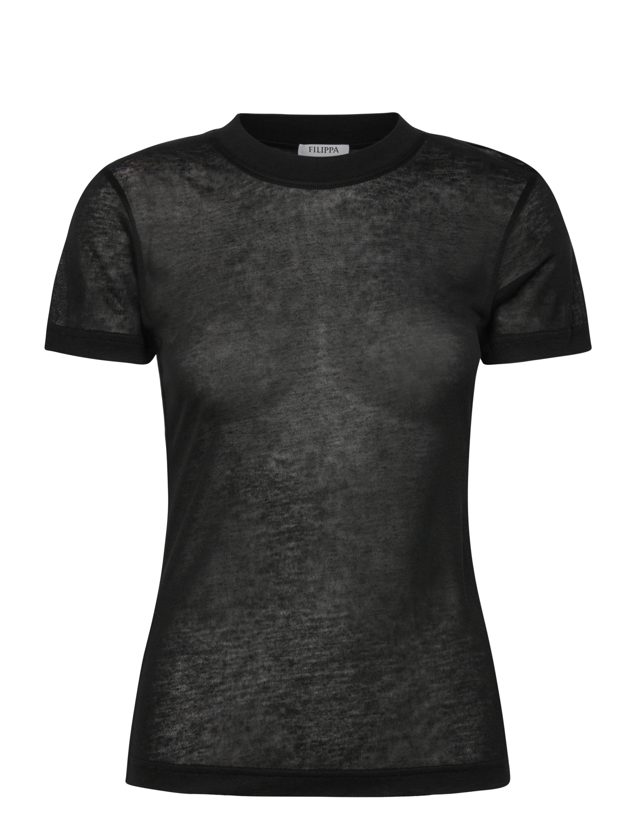 Filippa K Lyocell Cashmere Tee - T-shirty & Topy - BLACK / black