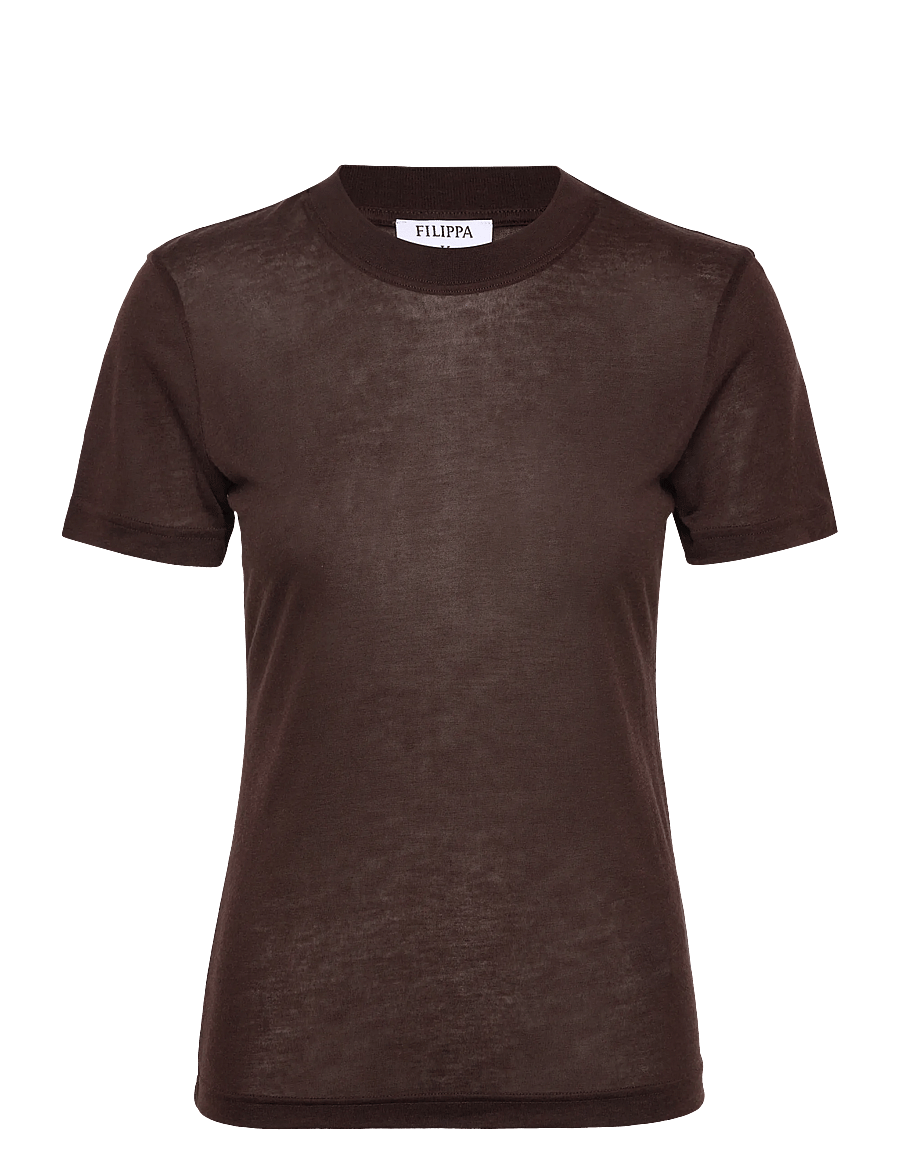 Filippa K - Lyocell Cashmere Tee - kašmiir - brown - 0
