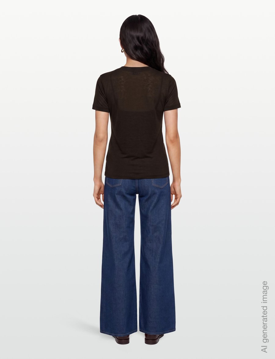 Filippa K - Lyocell Cashmere Tee - t-shirts - dark moss green - 4