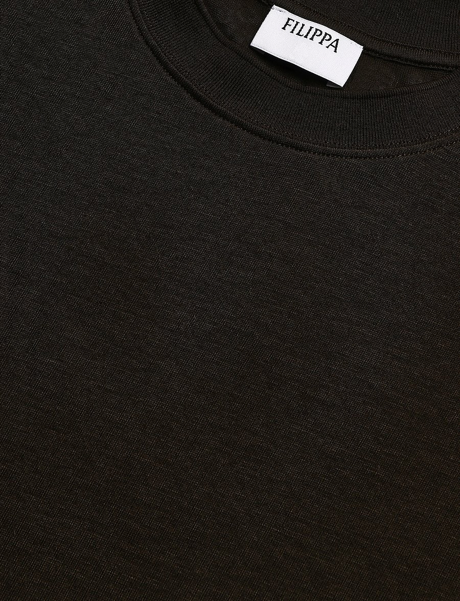 Filippa K - Lyocell Cashmere Tee - t-shirts - dark moss green - 5