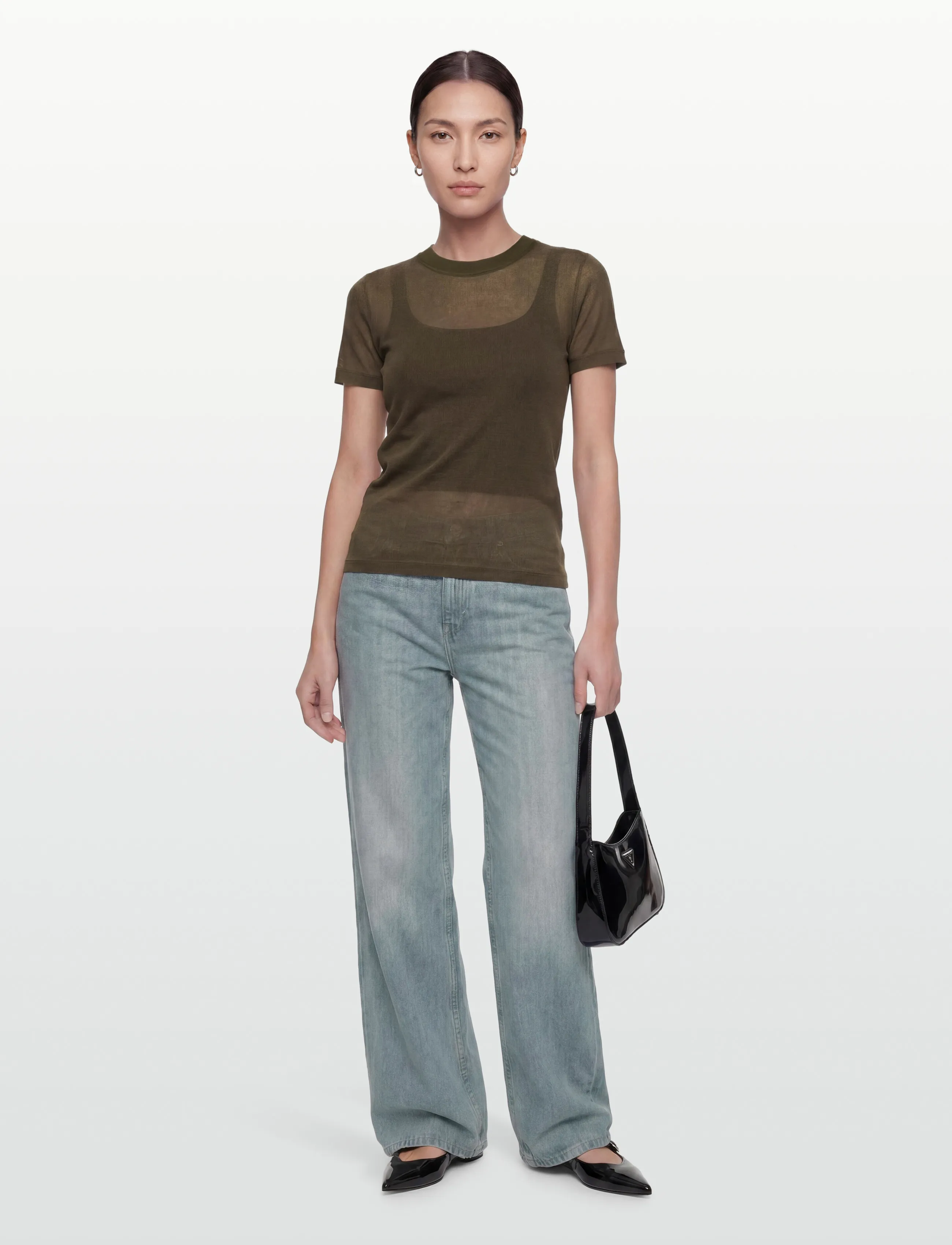Filippa K Lyocell Cashmere Tee - T-shirts & Tops - MIDNIGHT GREEN / khaki/green