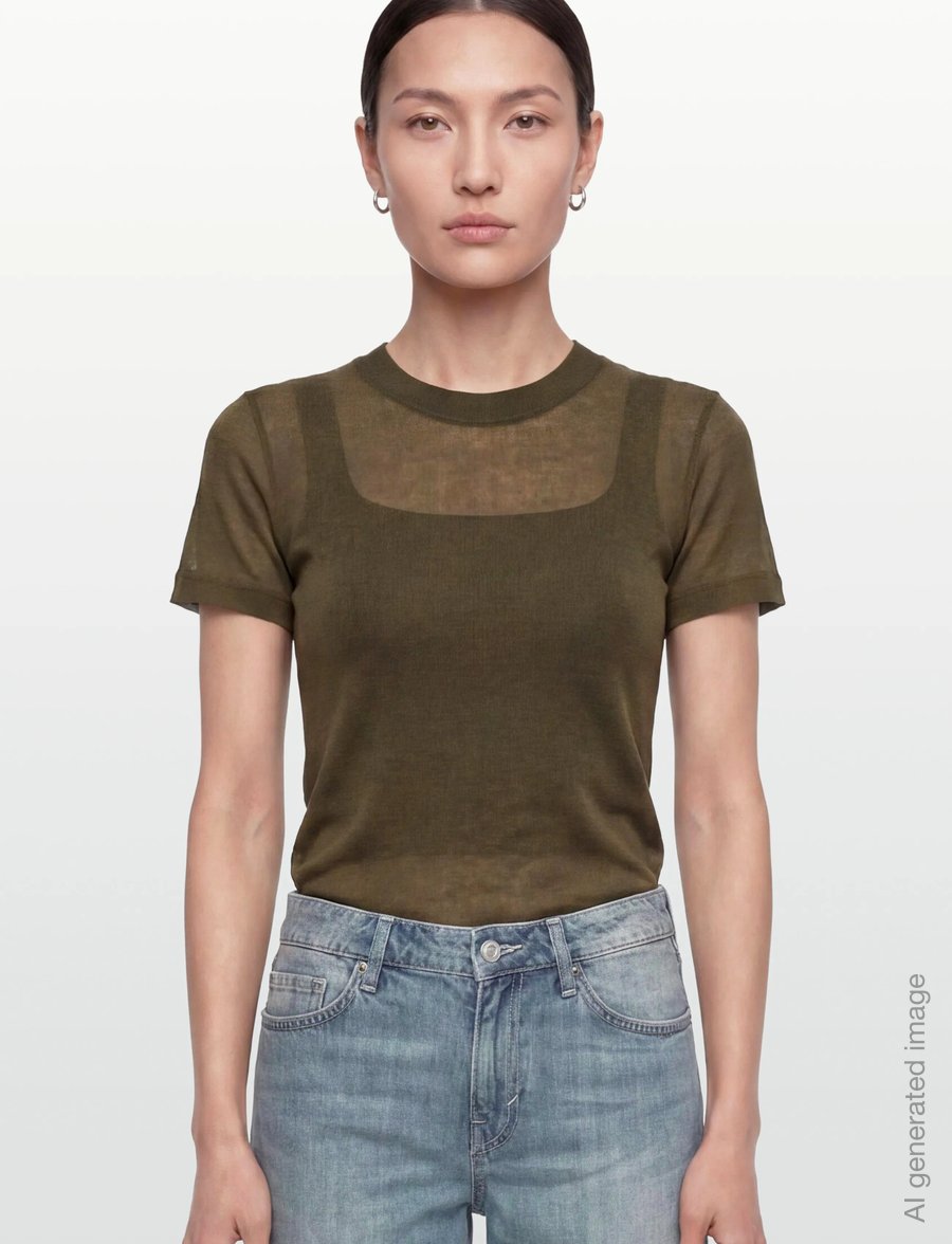 Filippa K - Lyocell Cashmere Tee - cashmere - midnight green - 3