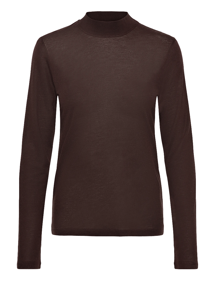 Filippa K - Lyocell Cashmere Mock Neck Top - kõrge kaelusega džemprid - brown - 0