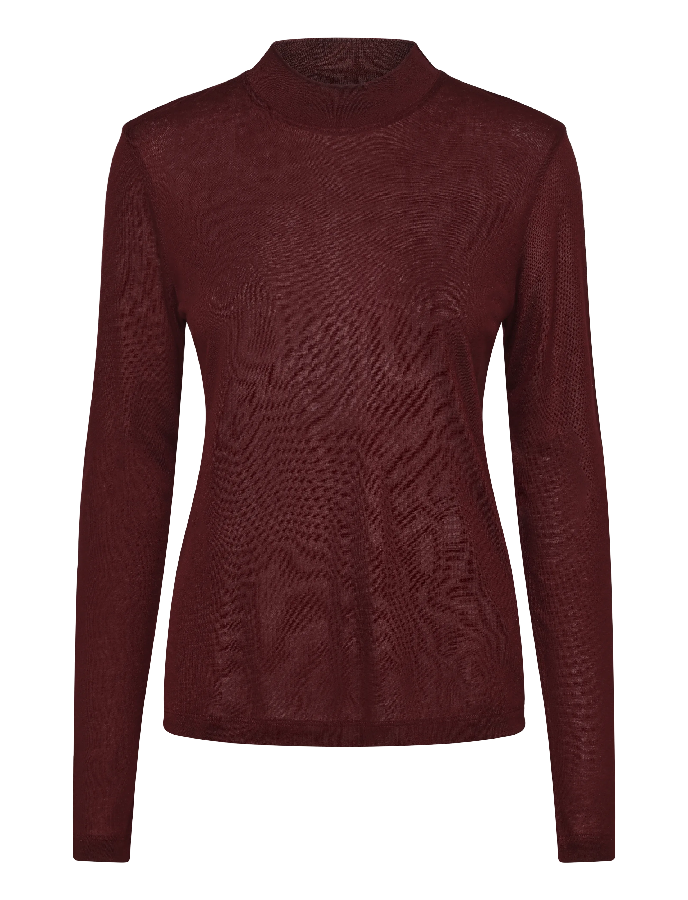 Filippa K Lyocell Cashmere Mock Neck Top - Jumpers - DARK BURGUNDY / burgundy