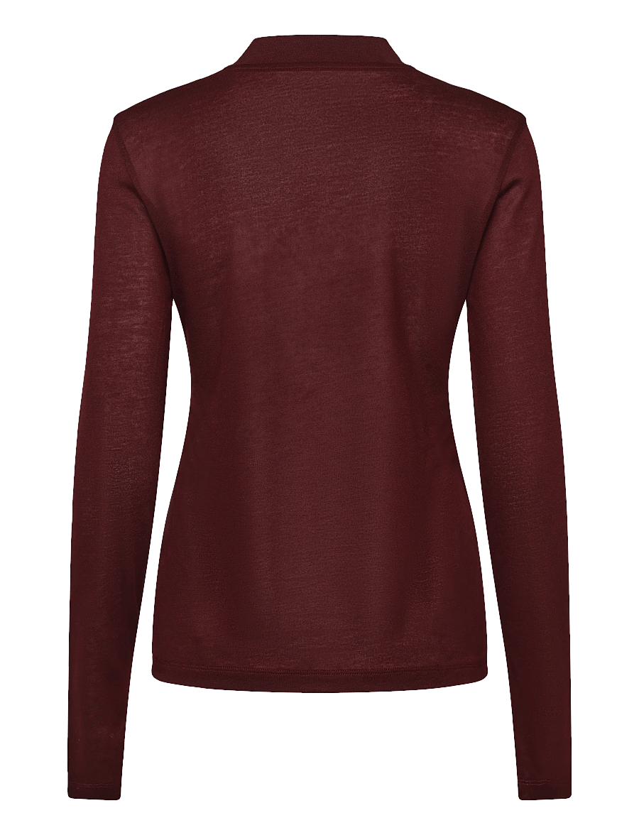 Filippa K - Lyocell Cashmere Mock Neck Top - cashmere - dark burgundy - 1