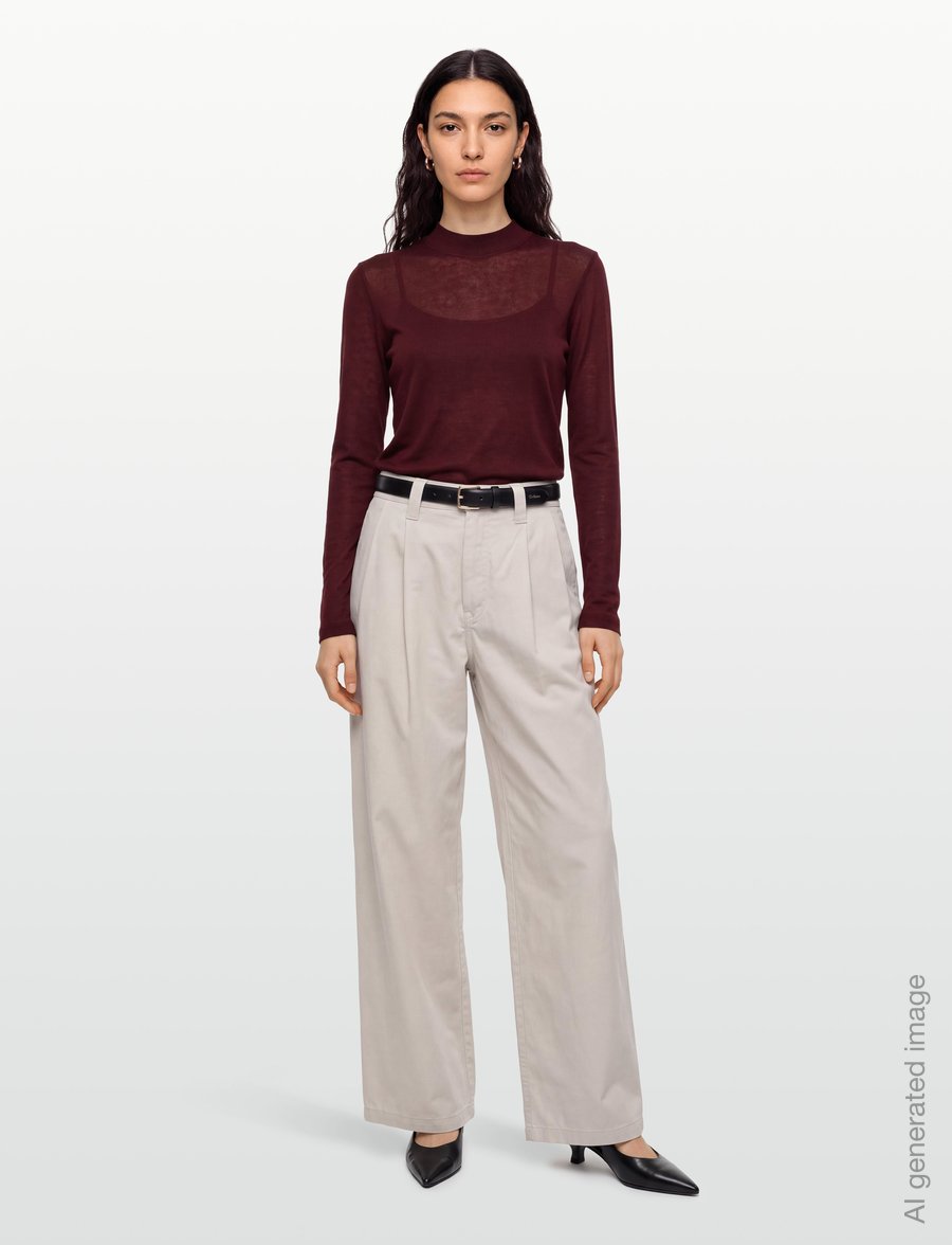 Filippa K - Lyocell Cashmere Mock Neck Top - kõrge kaelusega džemprid - dark burgundy - 0