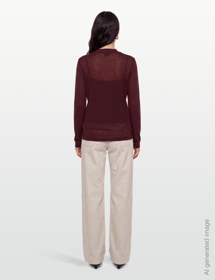 Filippa K - Lyocell Cashmere Mock Neck Top - kõrge kaelusega džemprid - dark burgundy - 4