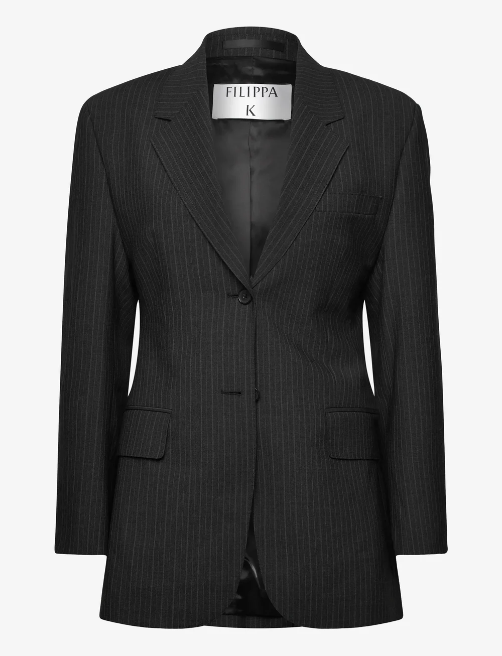 Filippa K - Hourglass Pinstripe Blazer - enkelknäppta kavajer - anthracite melange - 0