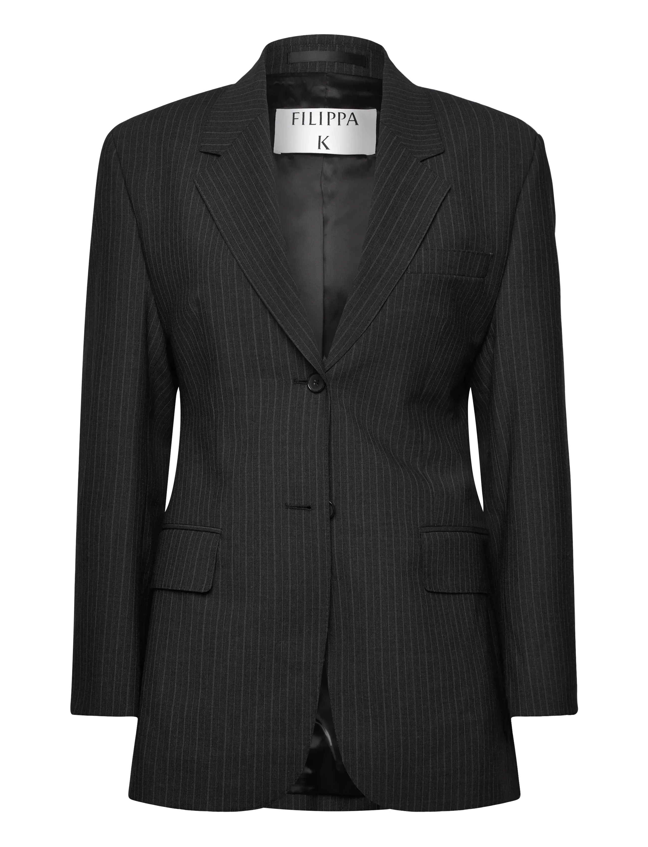 Filippa K Hourglass Pinstripe Blazer - Transitional Layering - ANTHRACITE MELANGE / grey