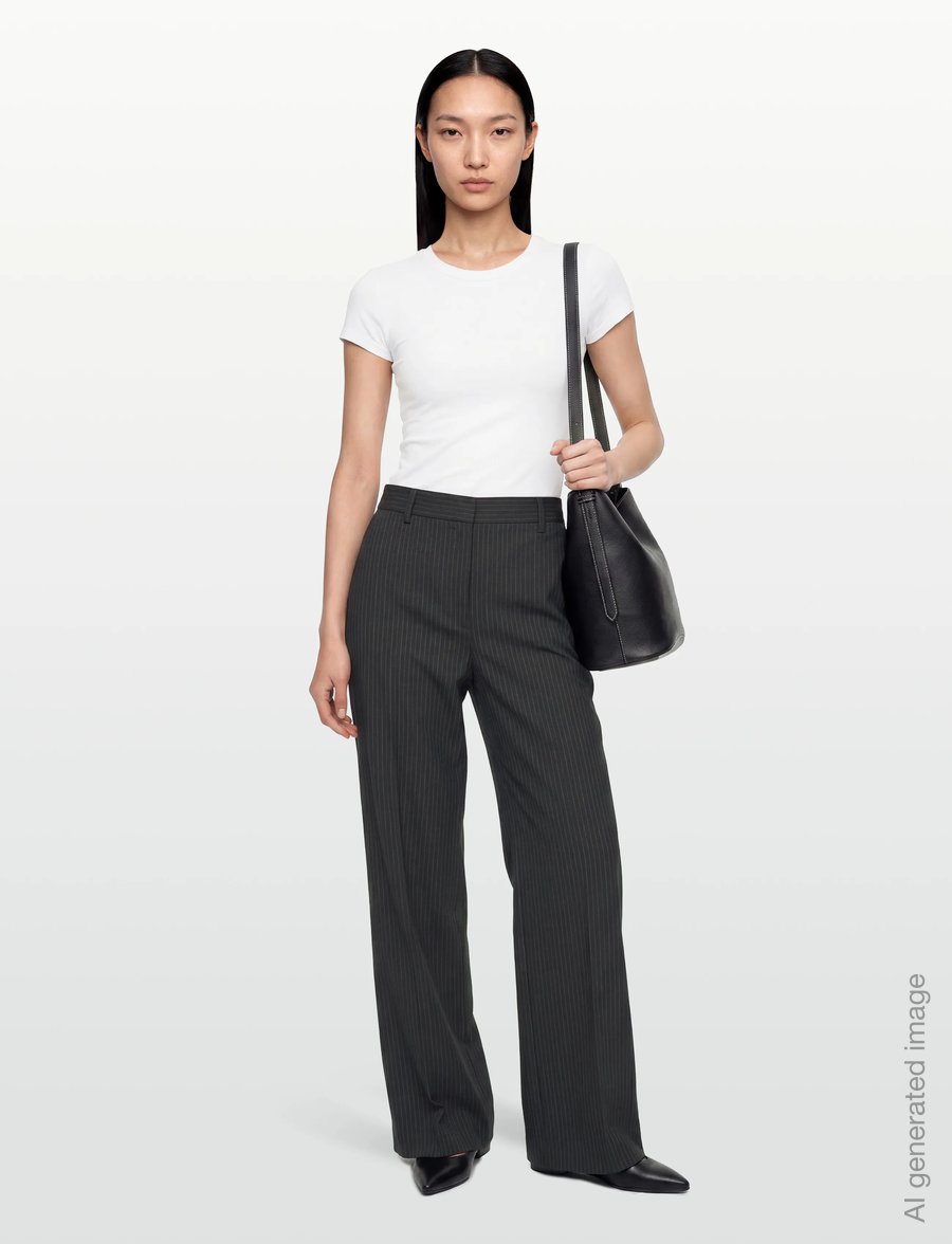 Filippa K - Harlow Pinstripe Trousers - habitbukser - black pinstripe - 0
