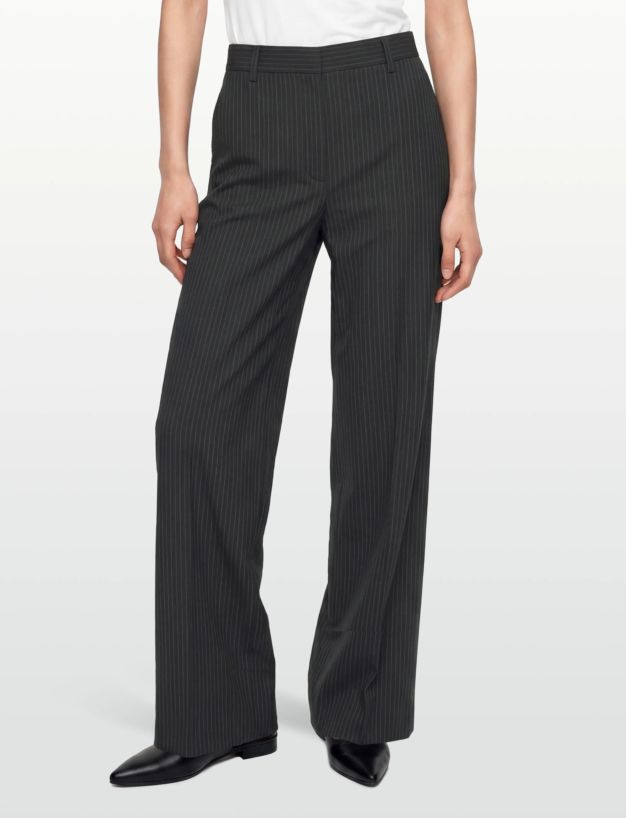 Filippa K - Harlow Pinstripe Trousers - kostymbyxor - black pinstripe - 3