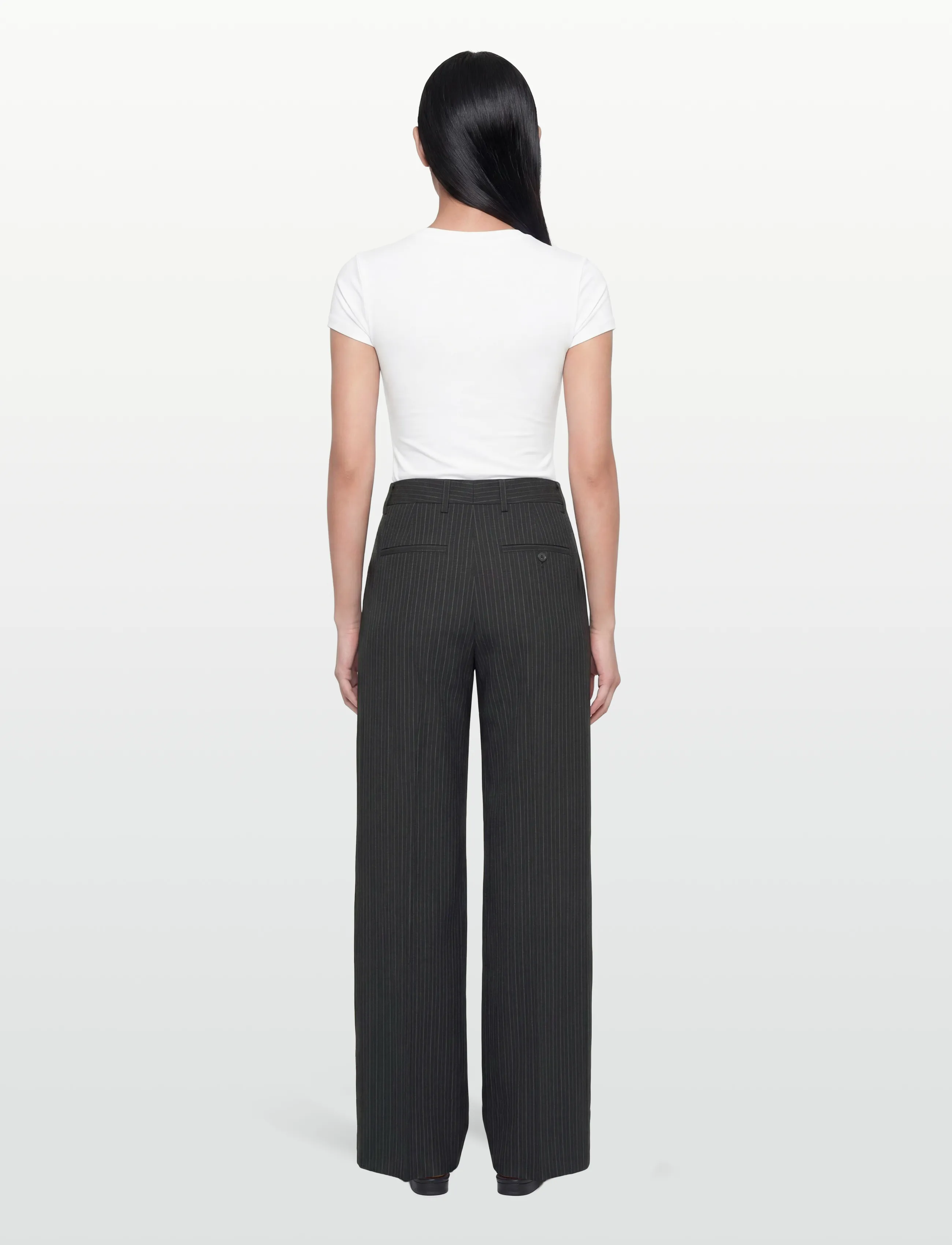 Filippa K - Harlow Pinstripe Trousers - kostymbyxor - black pinstripe - 4