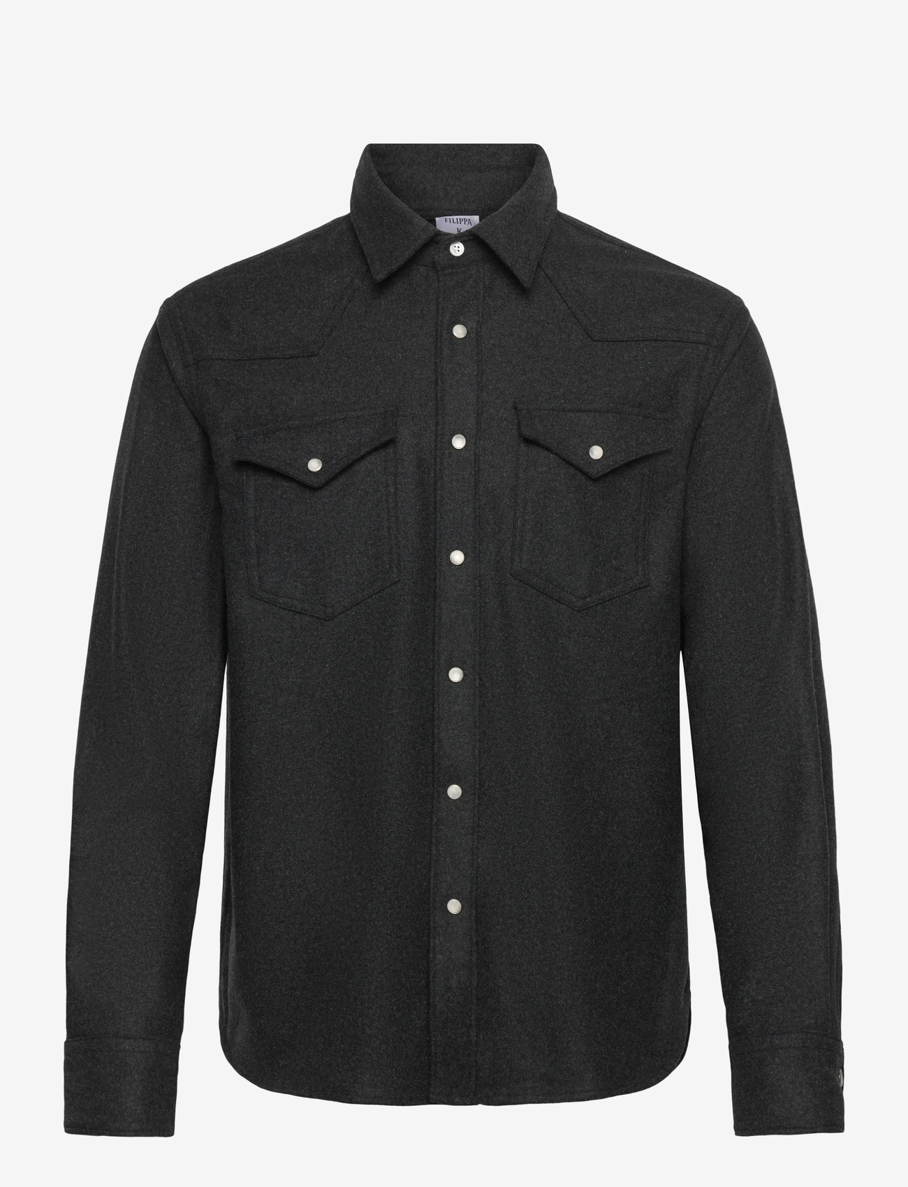 Filippa K - Western Wool Shirt - tavalised t-särgid - anthracite melange - 0