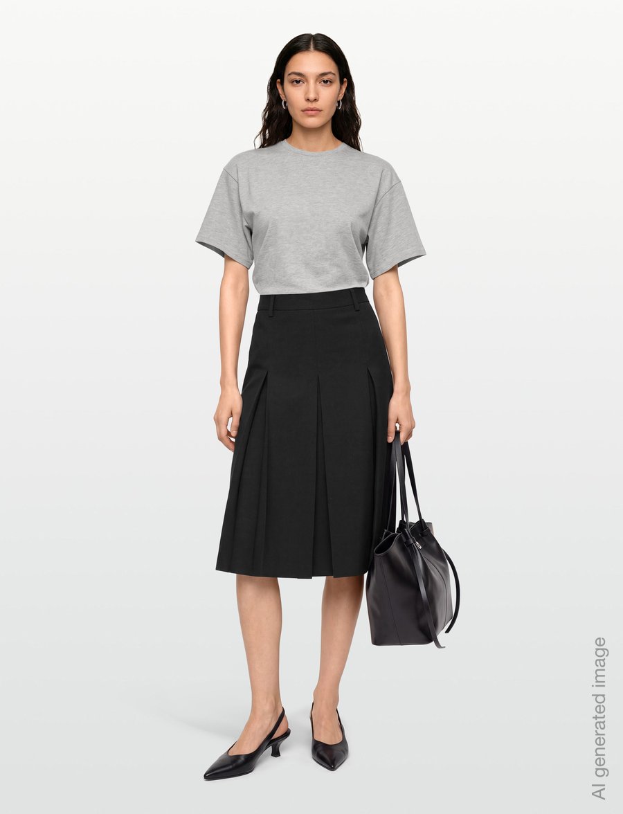 Filippa K - Pleated Wool Skirt - plisserede nederdele - black - 0
