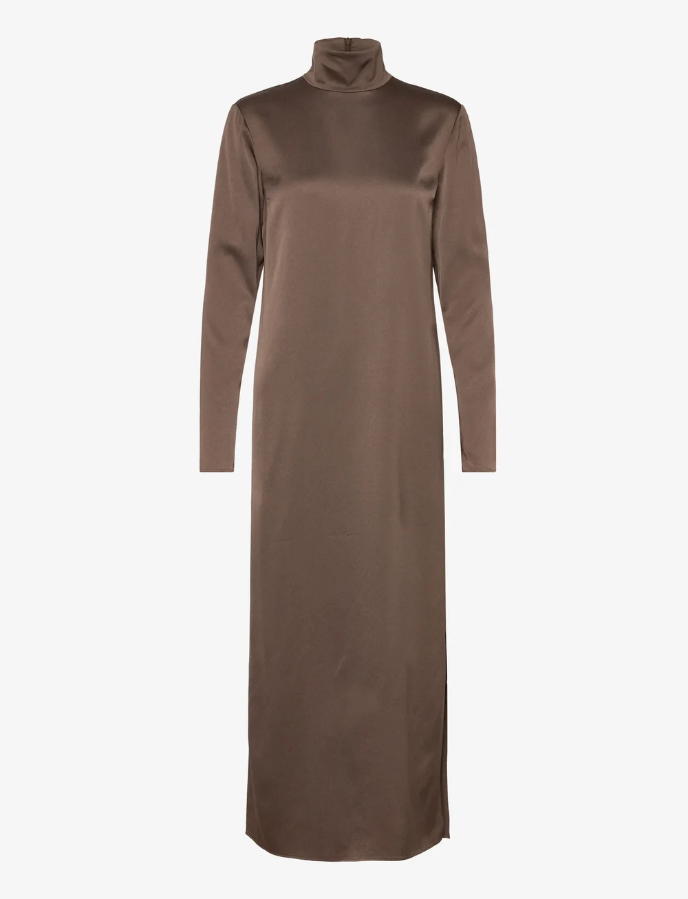 Filippa K - Turtleneck Satin Dress - Õhtukleidid - oak brown - 0
