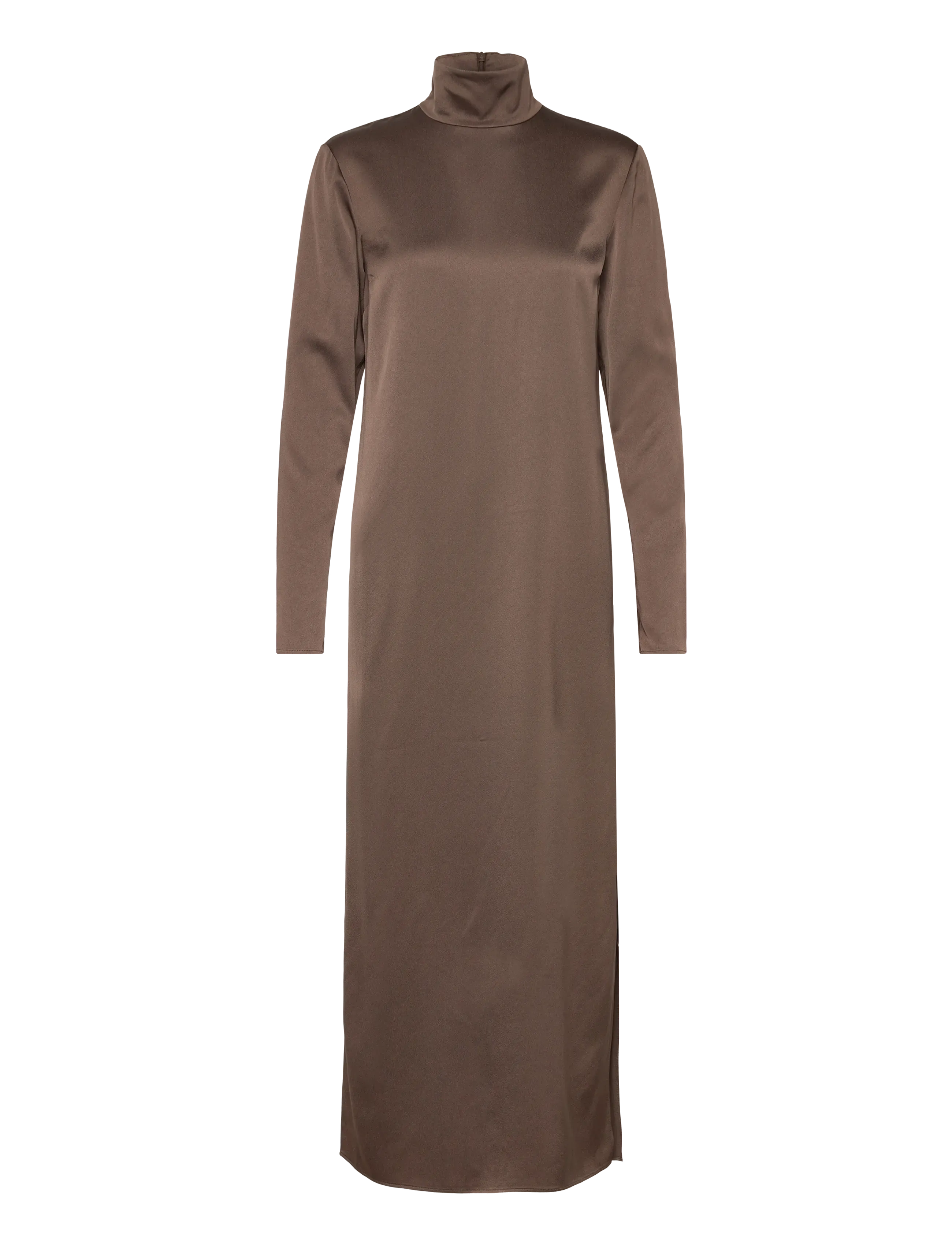 Filippa K Turtleneck Satin Dress - Filippa K - OAK BROWN / brown