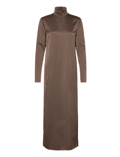 Filippa K Turtleneck Satin Dress - Filippa K - OAK BROWN / brown