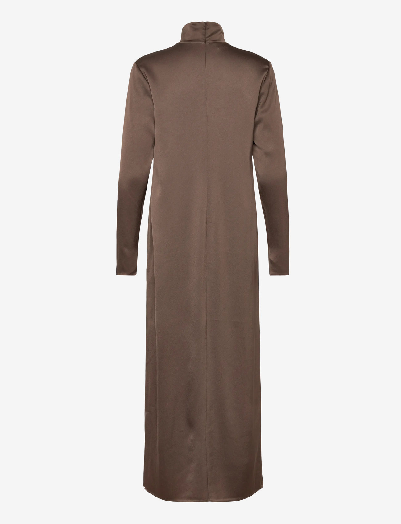 Filippa K - Turtleneck Satin Dress - Õhtukleidid - oak brown - 1