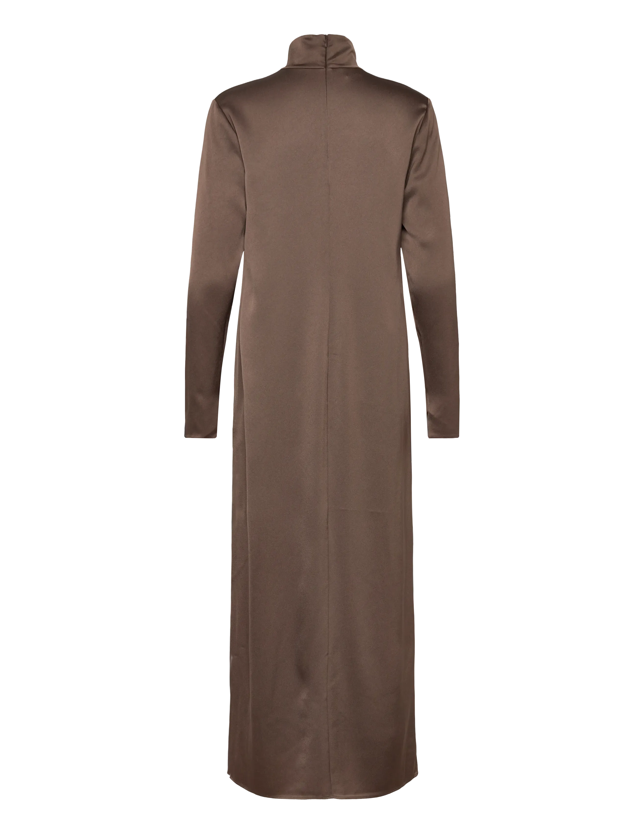 Filippa K - Turtleneck Satin Dress - aftonklänningar - oak brown - 1