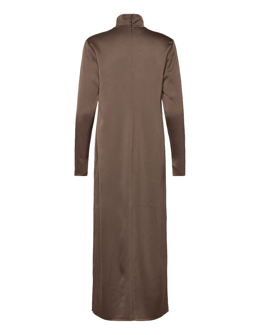 Filippa K - Turtleneck Satin Dress - aftenkjoler - oak brown - 1