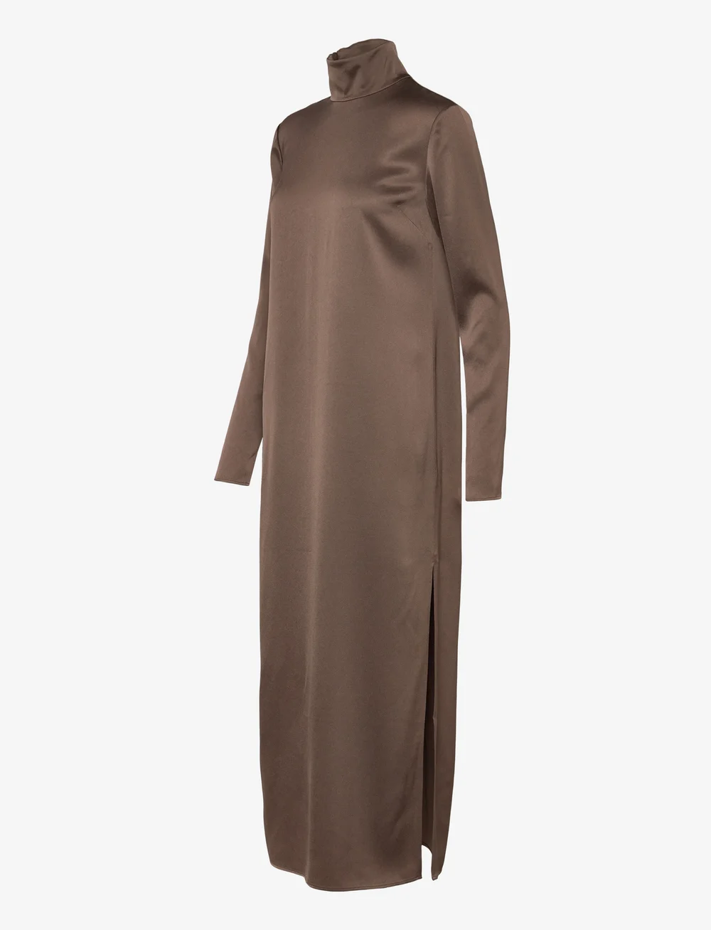 Filippa K - Turtleneck Satin Dress - Õhtukleidid - oak brown - 2