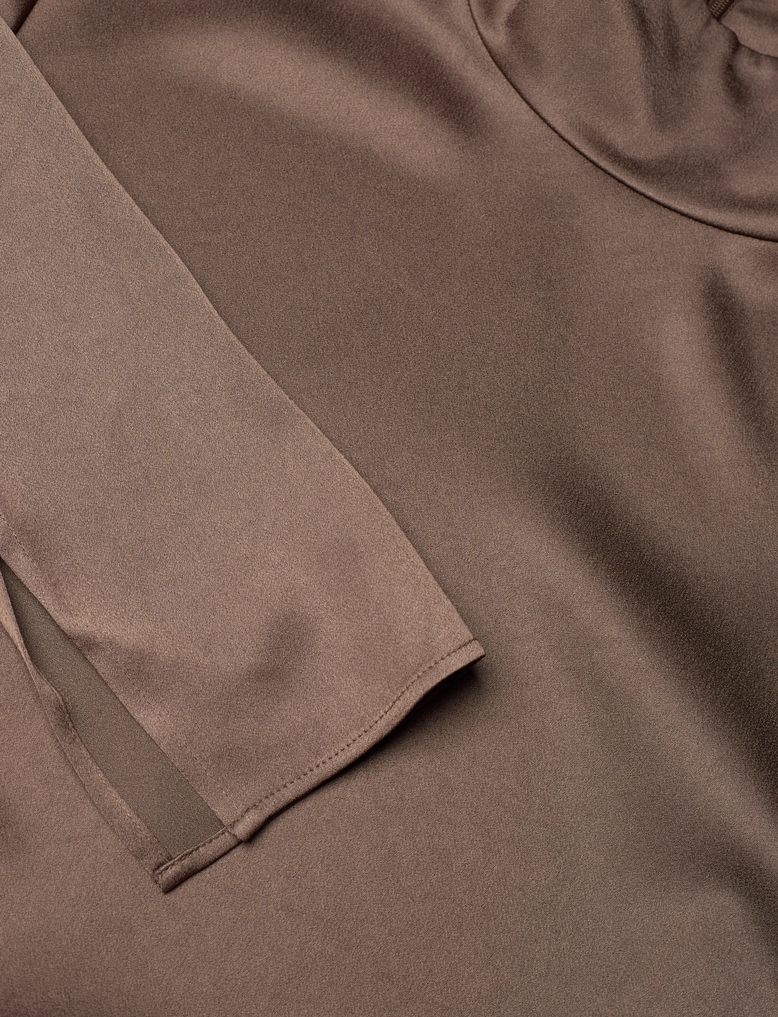 Filippa K - Turtleneck Satin Dress - aftonklänningar - oak brown - 3