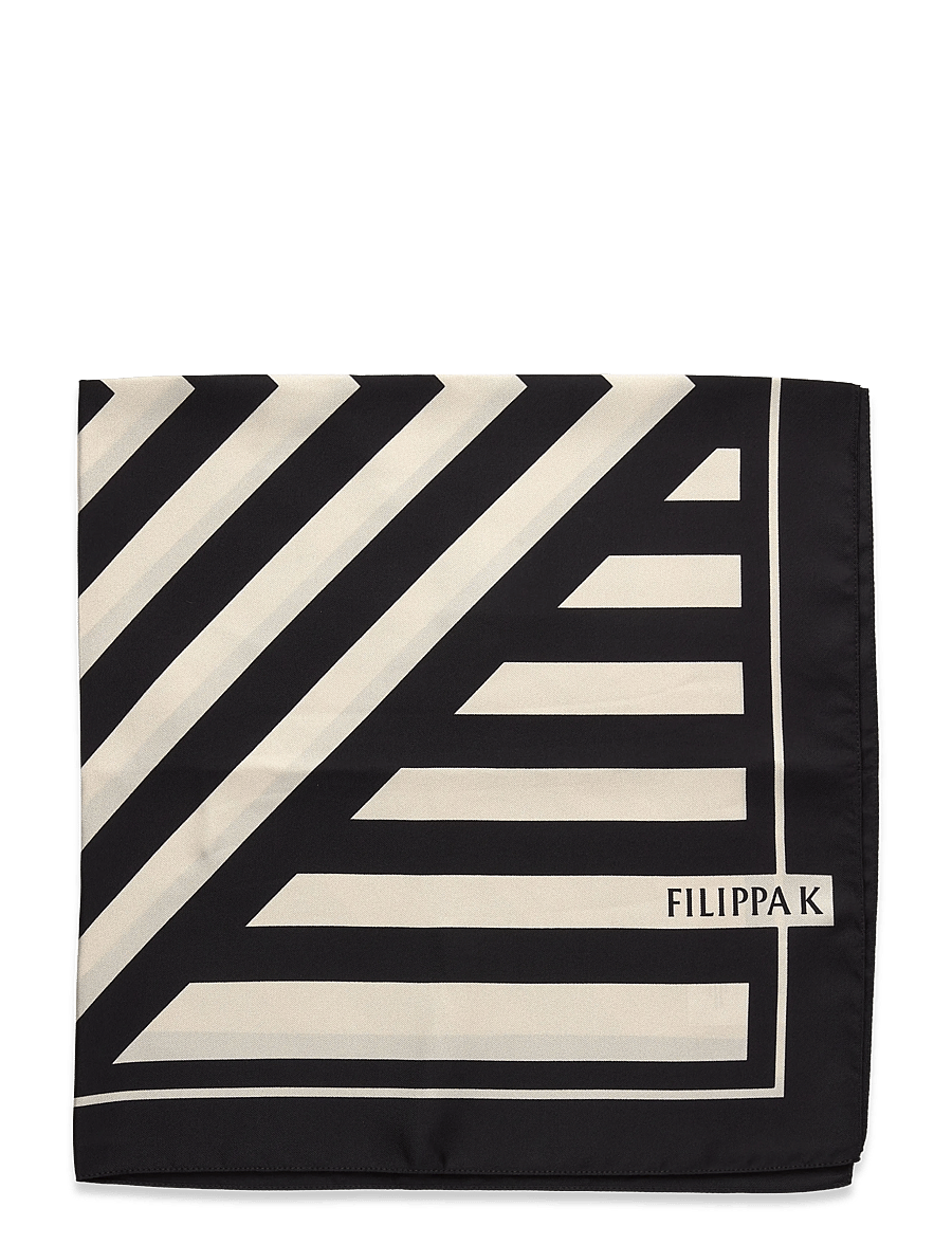 Filippa K - Printed Silk Scarf - skarelės - black - 1