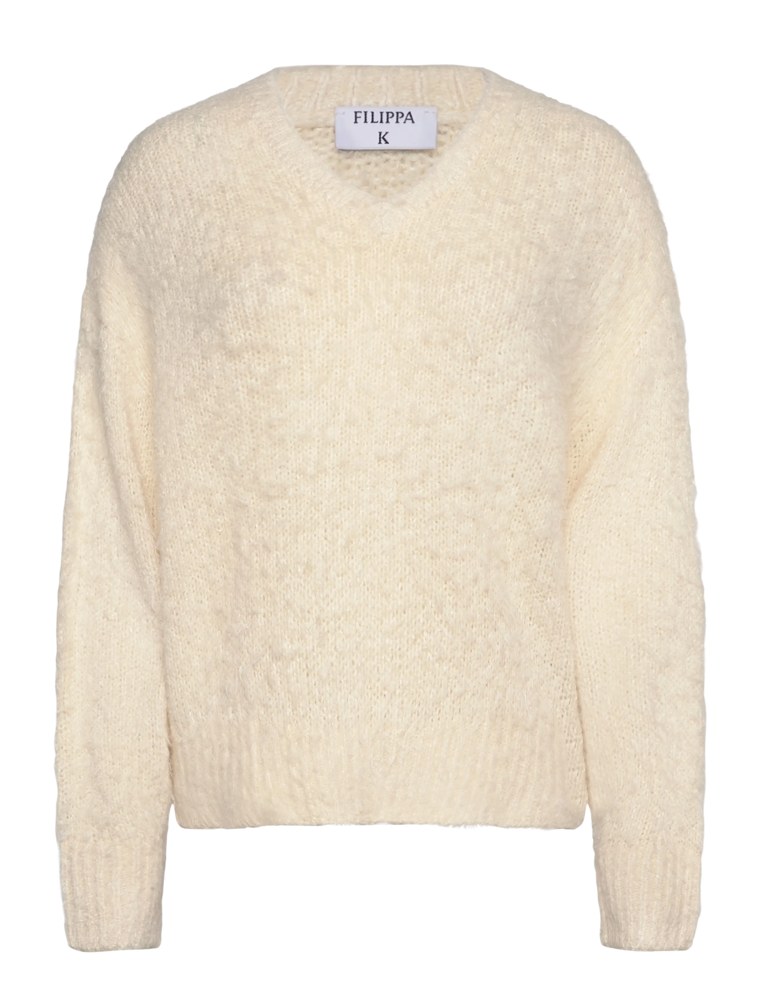 Filippa K Fluffy Silk V-Neck Sweater - Kläder - OFF-WHITE / cream