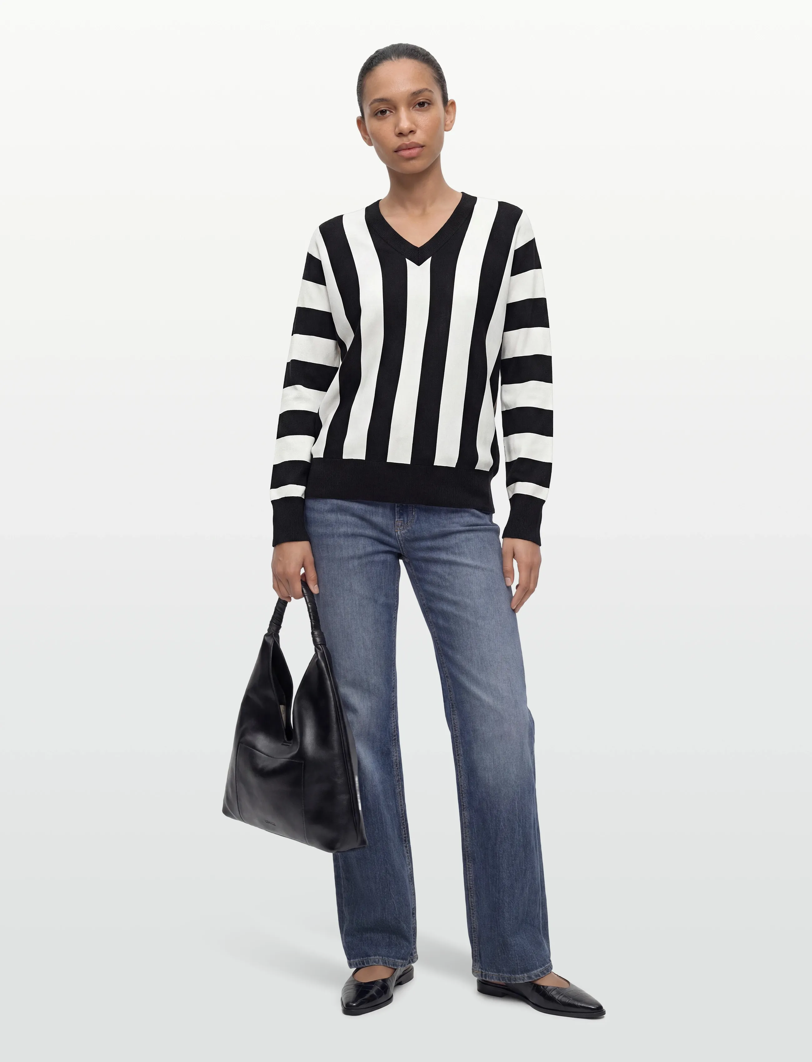 Filippa K - Batwing Sweater - neulepuserot - black/white - 0