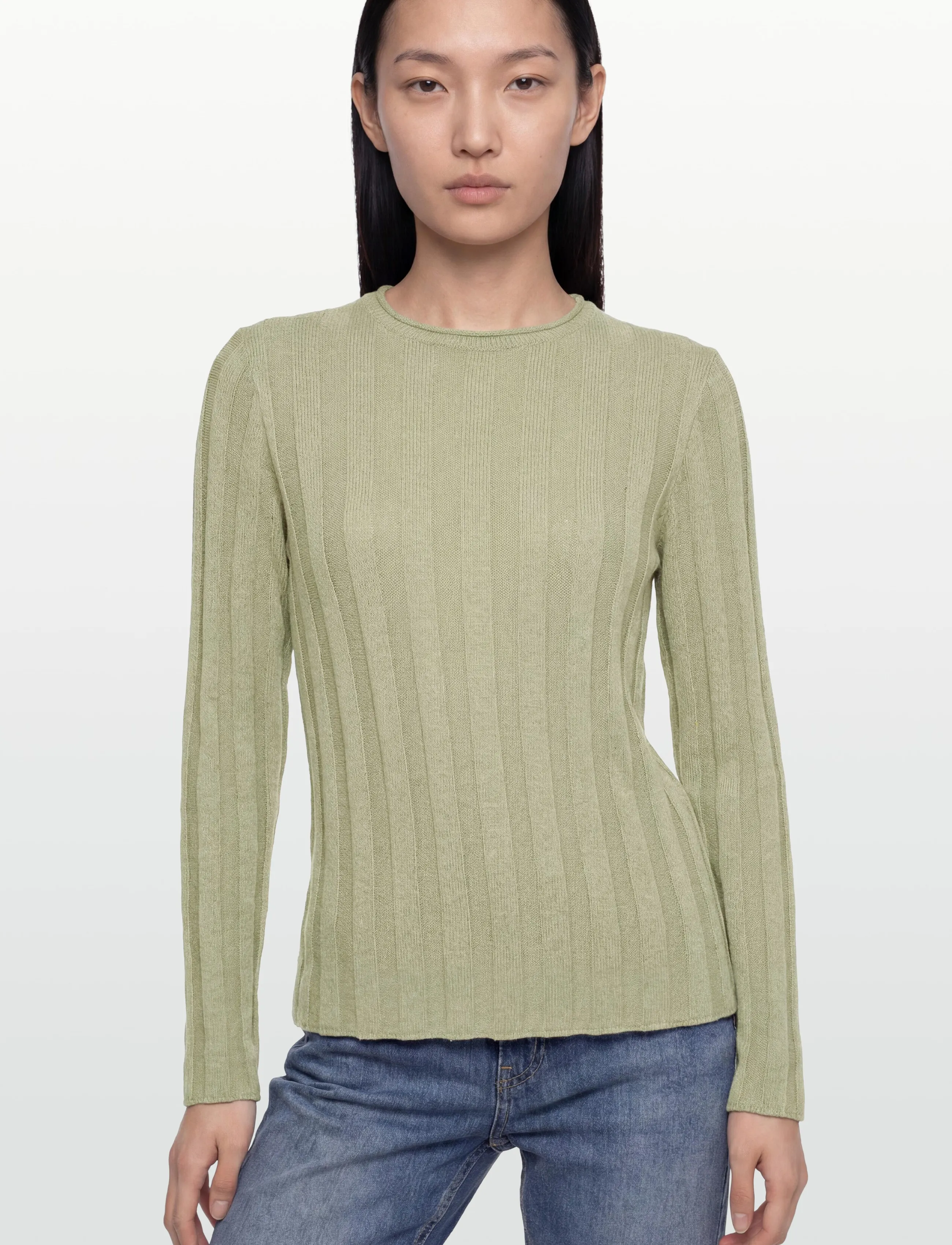 Filippa K - Linen Rib Sweater - pullover - light green - 5