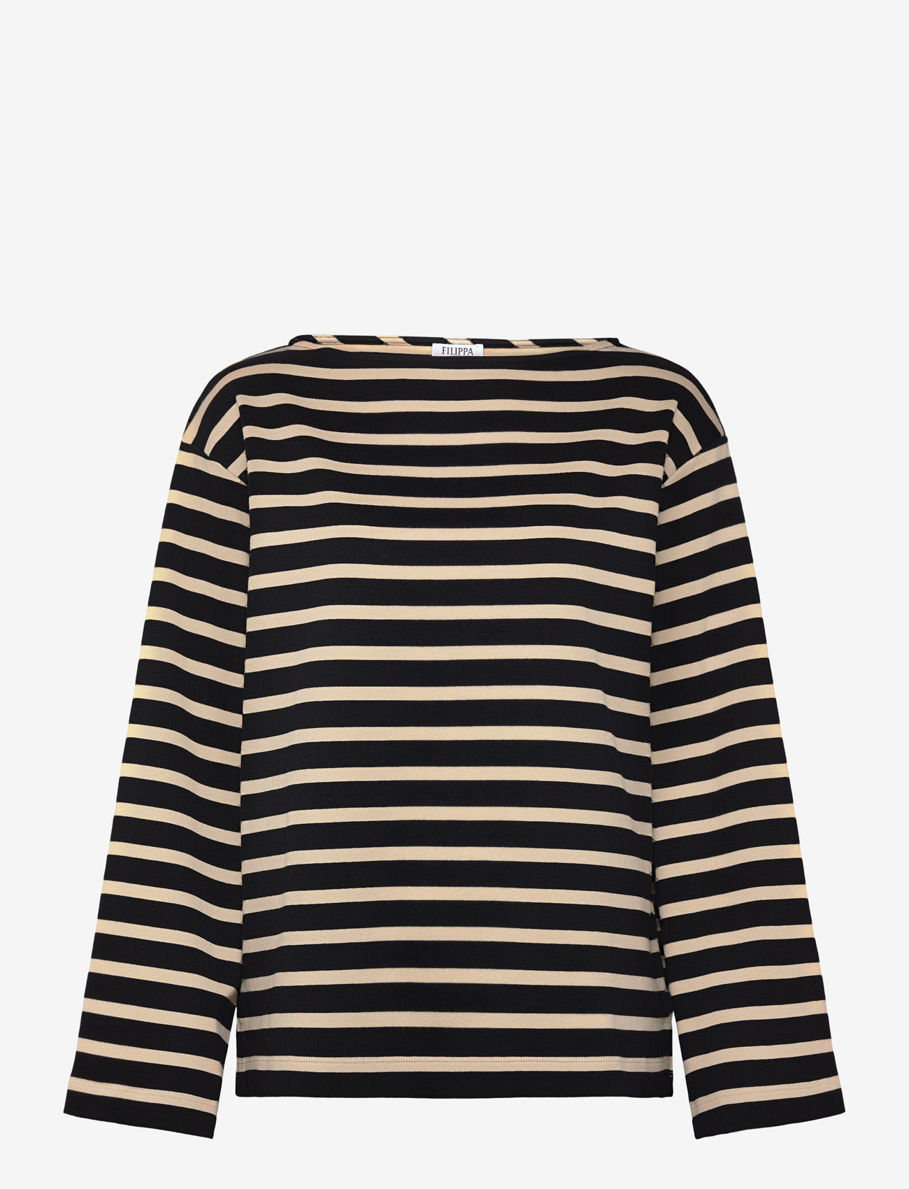 Filippa K - Cotton Mariner Top - pikkade varrukatega alussärgid - black/pearl beige - 1