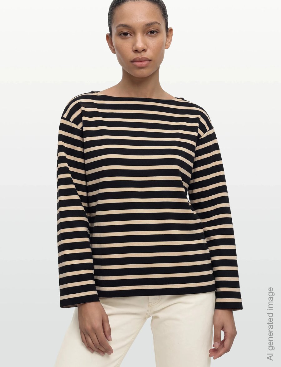 Filippa K - Cotton Mariner Top - langærmede toppe - black/pearl beige - 3