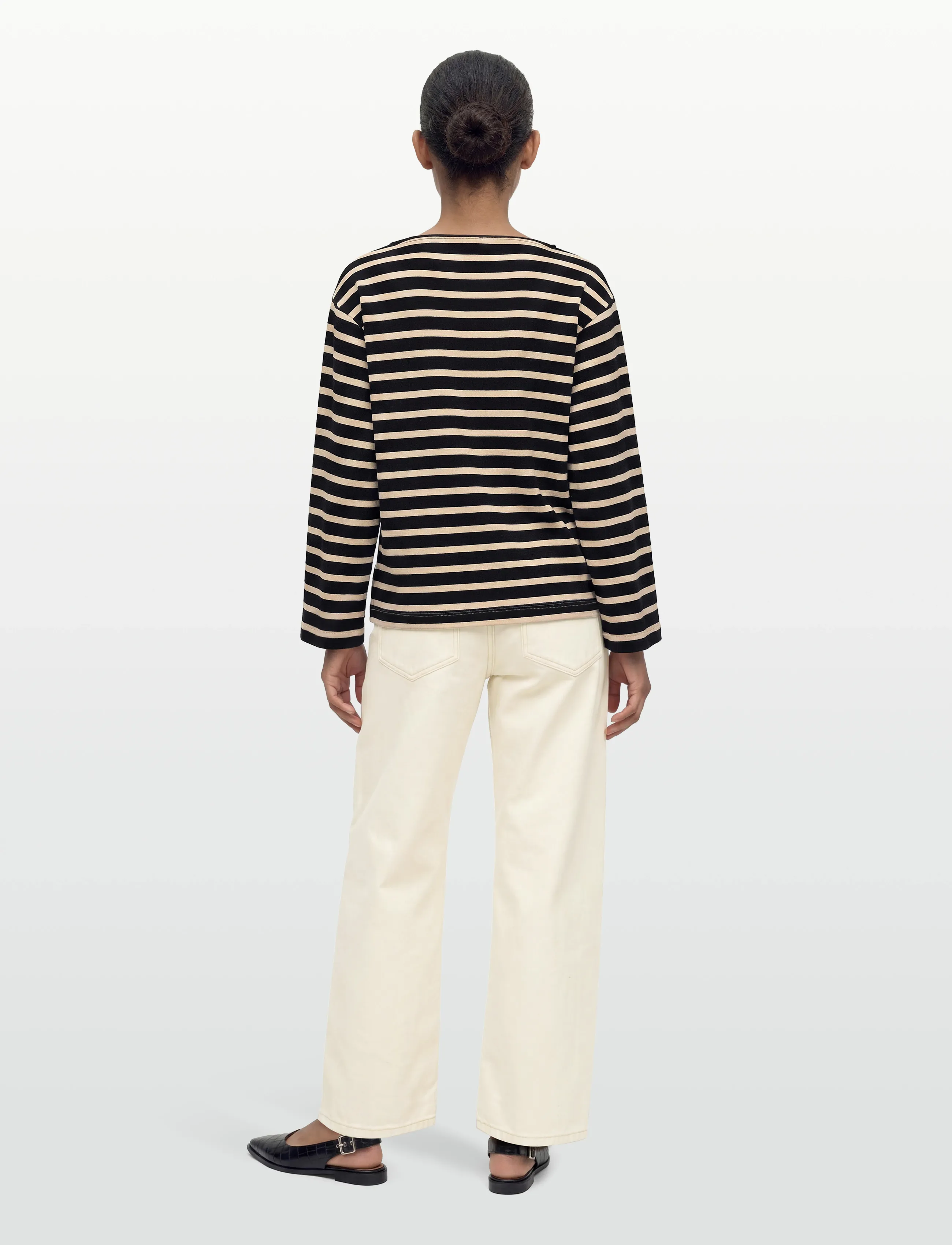 Filippa K - Cotton Mariner Top - long-sleeved tops - black/pearl beige - 4