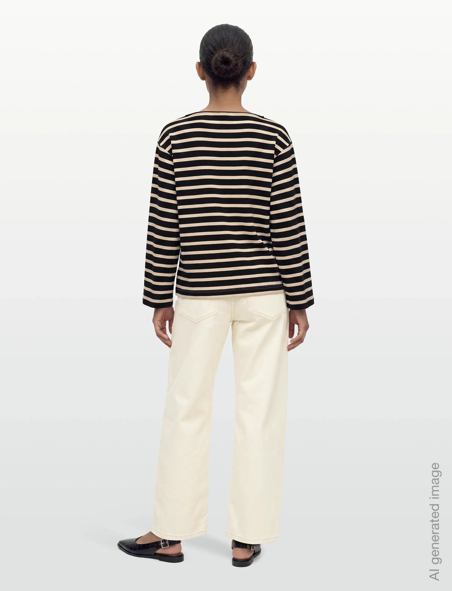 Filippa K - Cotton Mariner Top - langærmede toppe - black/pearl beige - 4