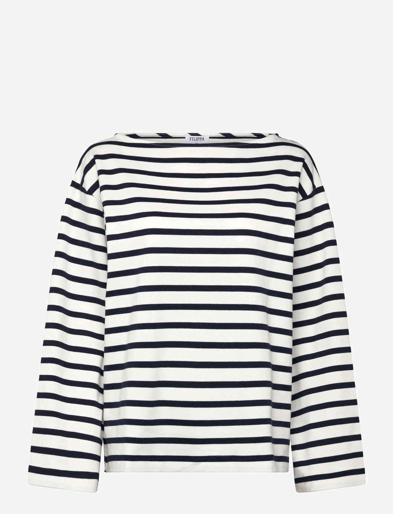Filippa K - Cotton Mariner Top - långärmade toppar - white/navy - 1